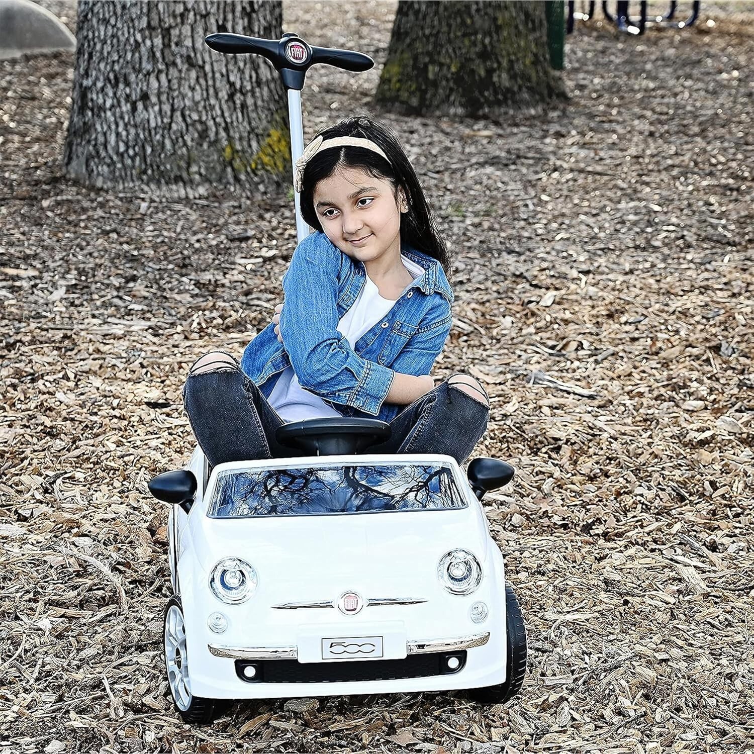 Fiat 500 Ride On Push Toy Baby Car Stroller for Toddlers 1 to 3 Old with Mus…