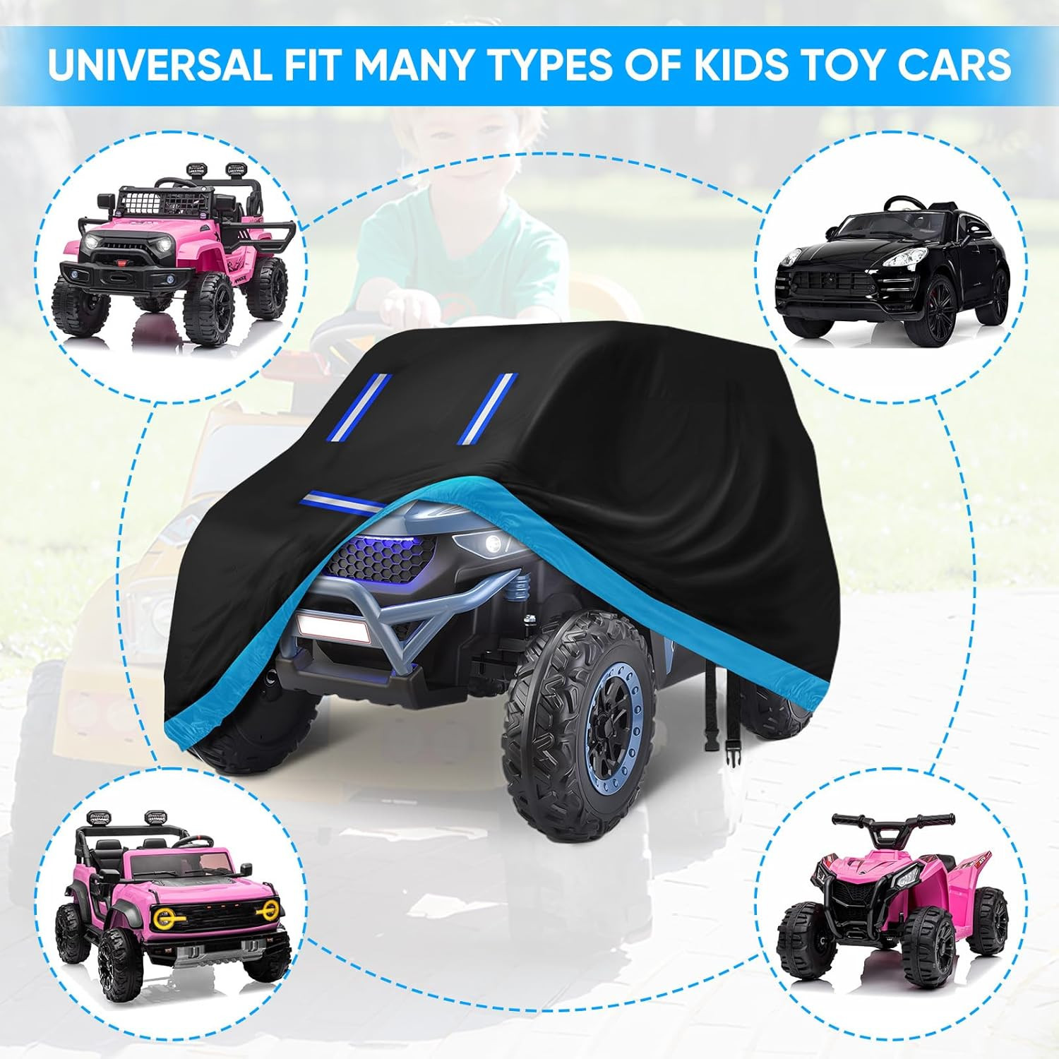 Kids Ride-On Toy Car Cover, Heavy Duty 420D Oxford Kids Electric Car Cover Water