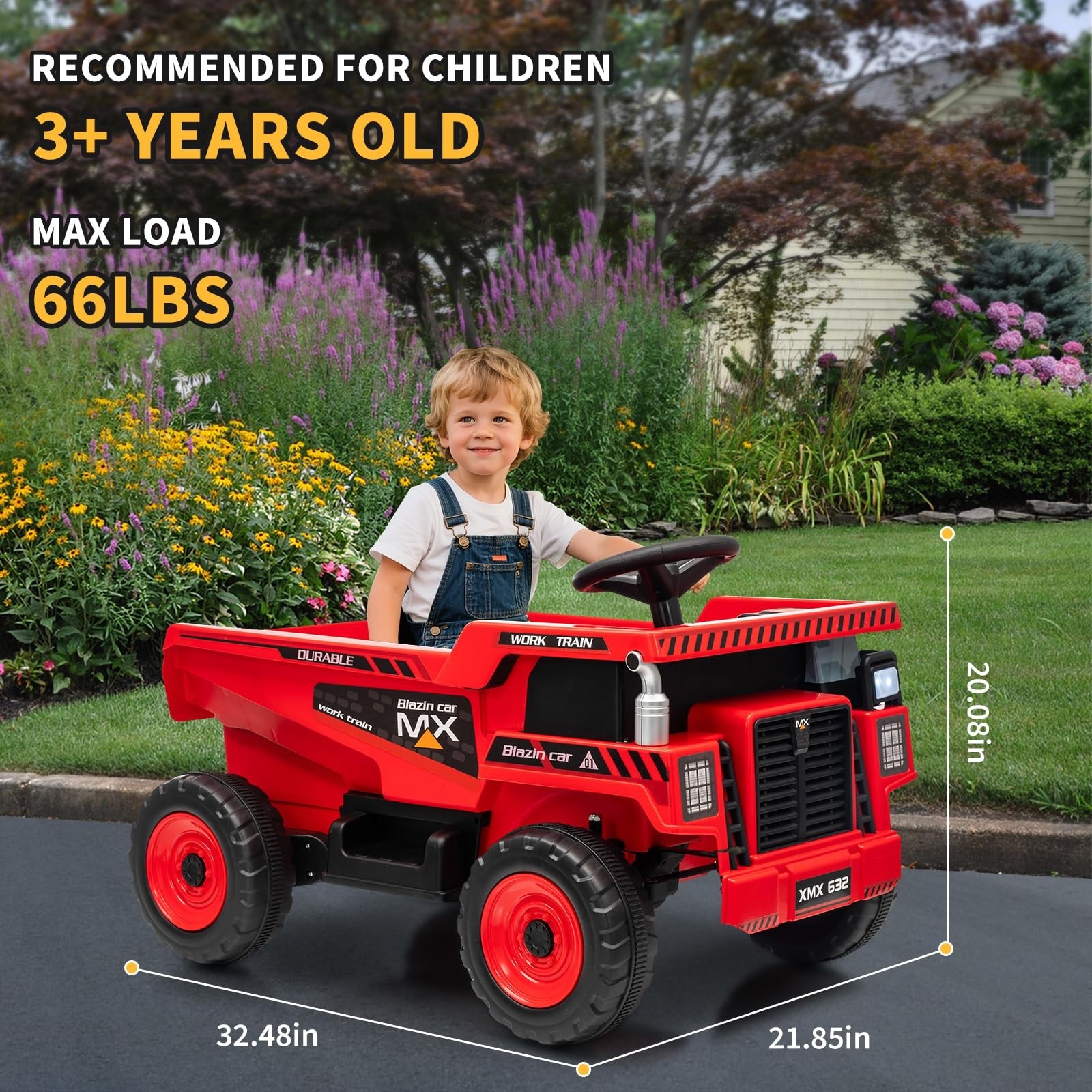 12V Kids Ride On Dump Truck With Remote Control & Shovel Electric Ride On Toy