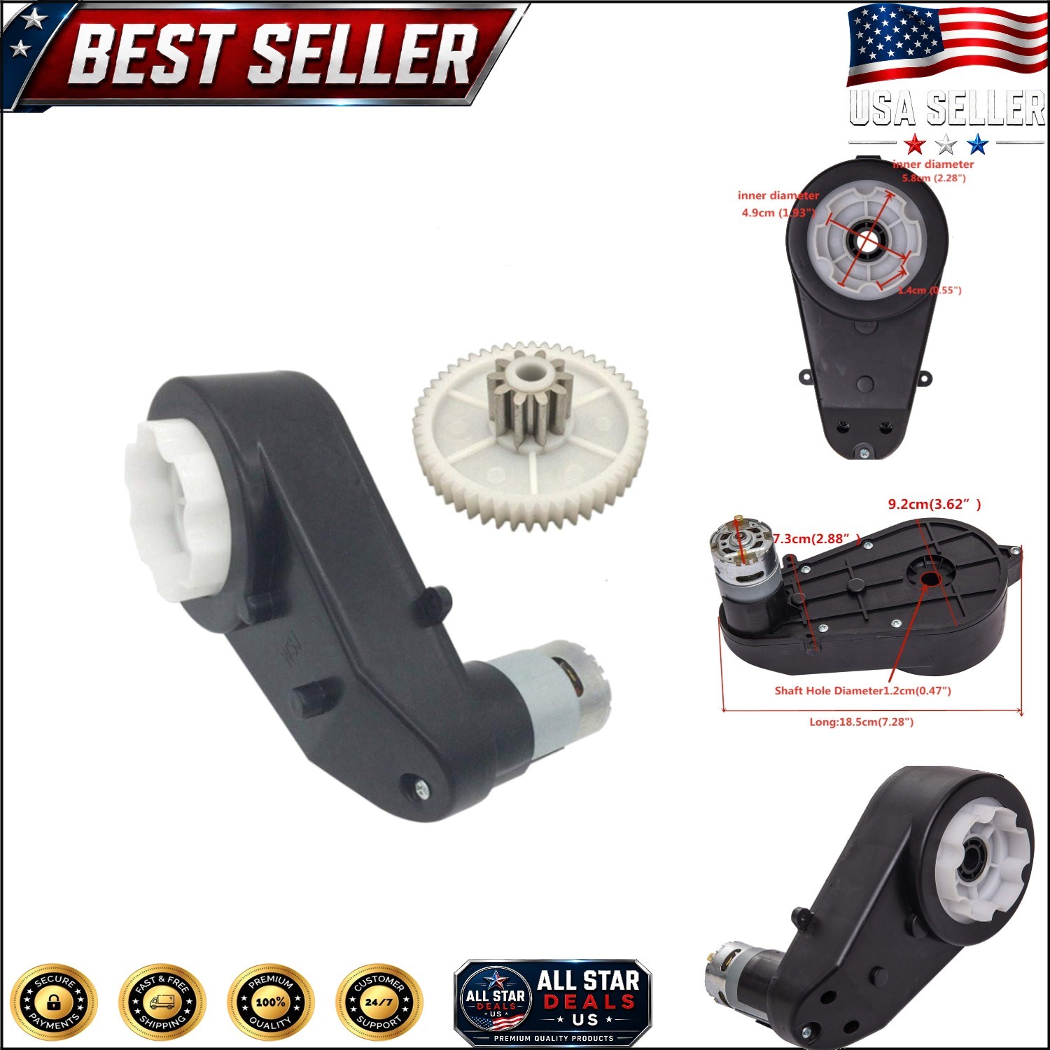 Compact and Efficient 12V Motor Gearbox High Torque for Toy Car Upgrades