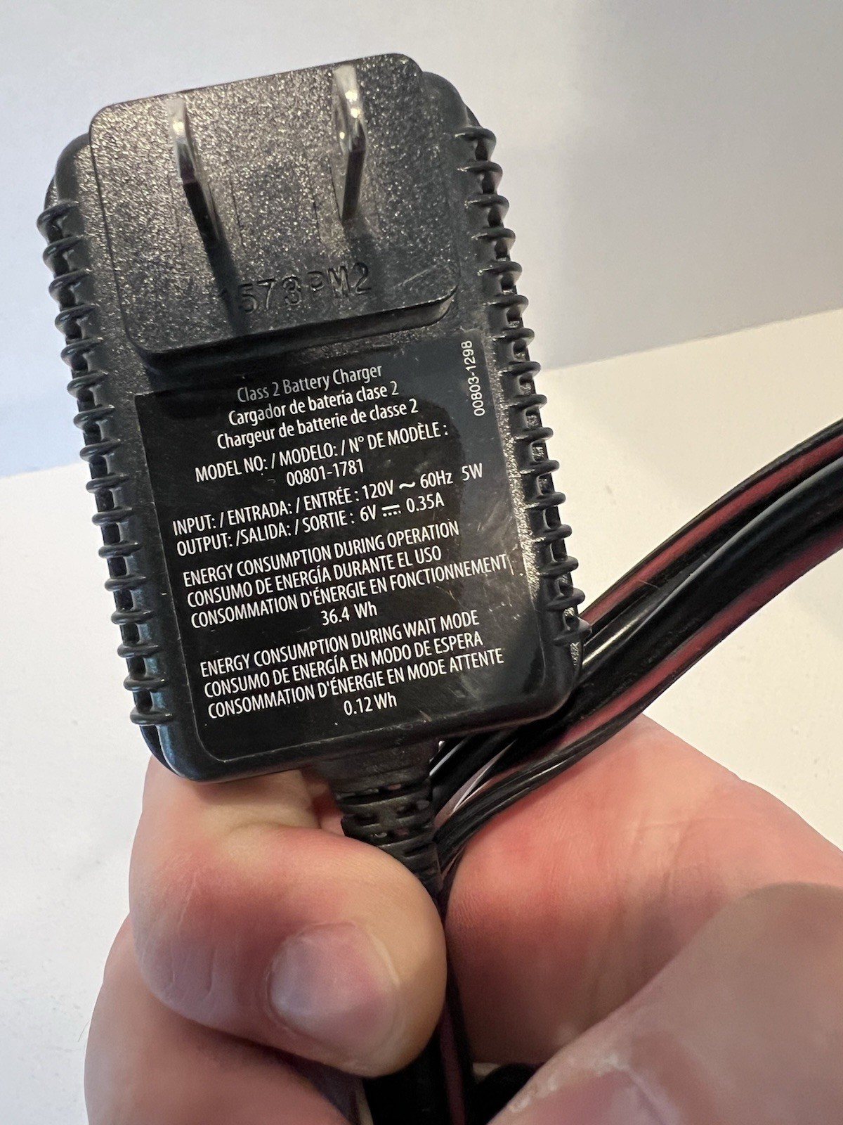 Fisher Price Power Wheels Battery Charger Model 00801-1781 Six 6 Volt Cord Cable