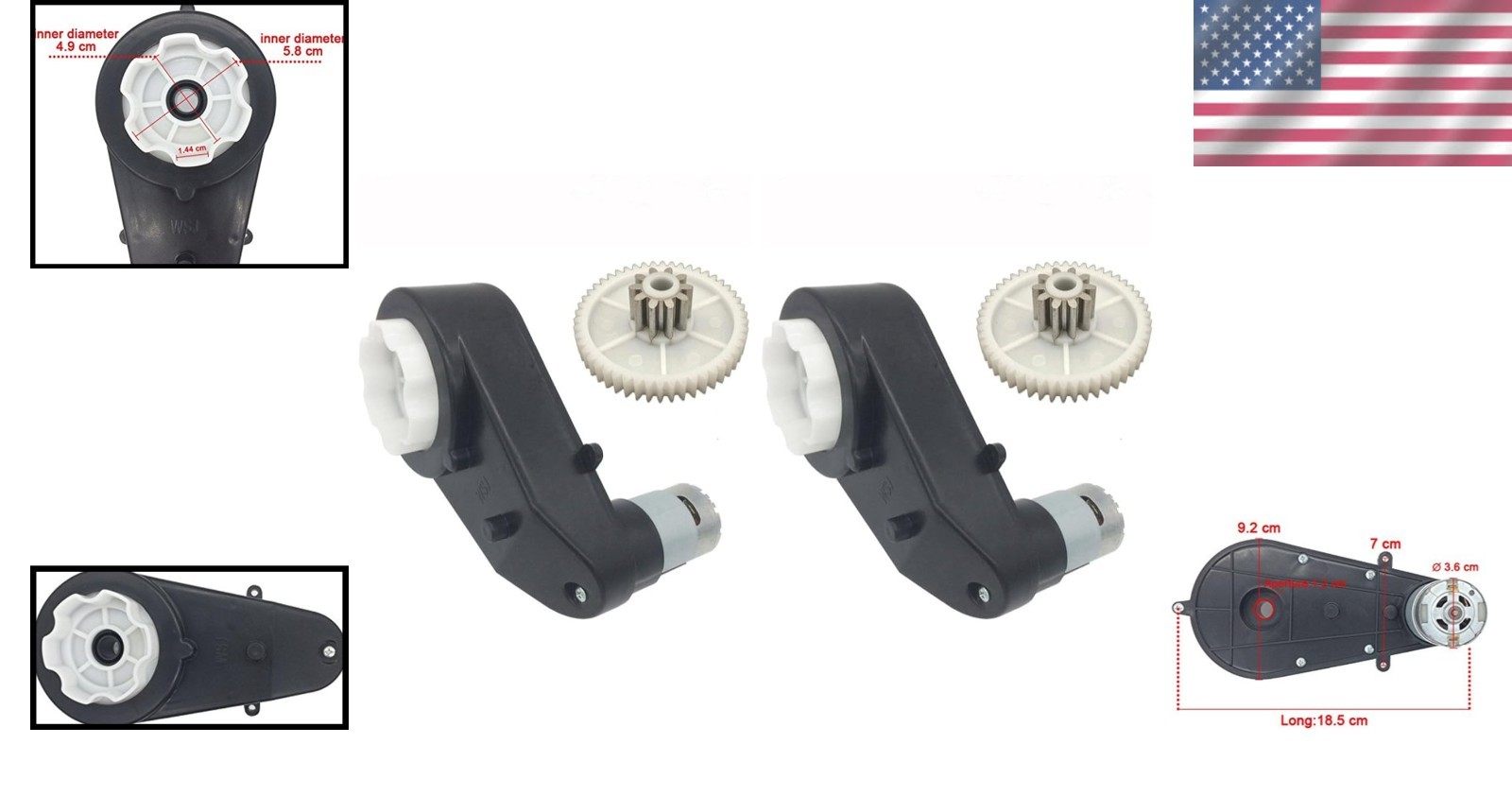 High Performance 550 15000RPM Gearbox – 12V Motor for Children’s Cars (2 Pack)