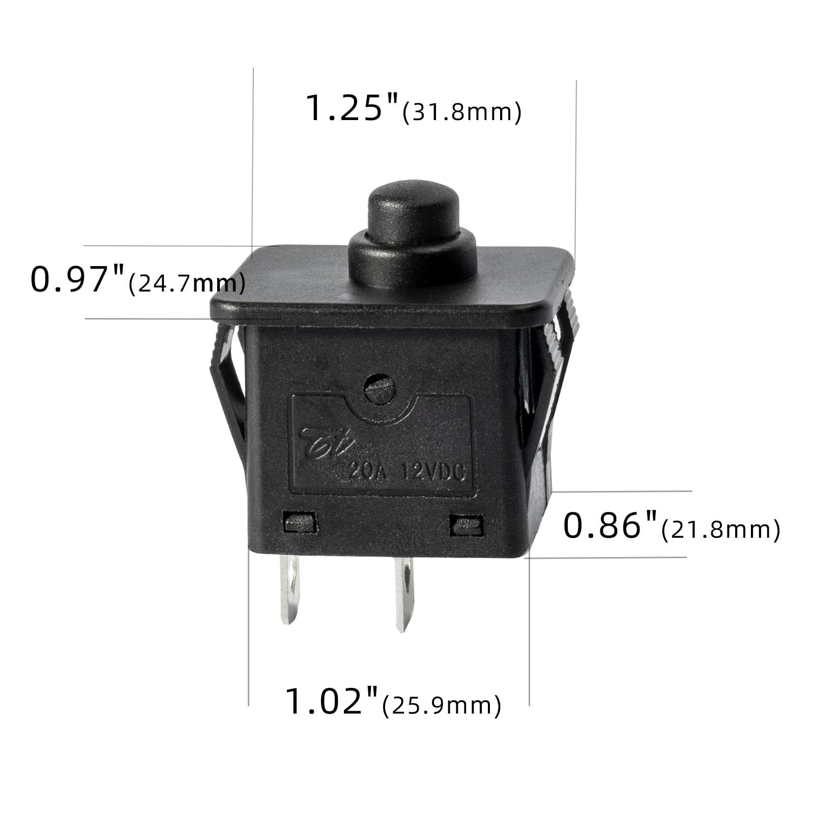 2 Pcs 12V/6V 2-Pin Plunger Power Foot Pedal Switch for Kids Electric Ride-On Car