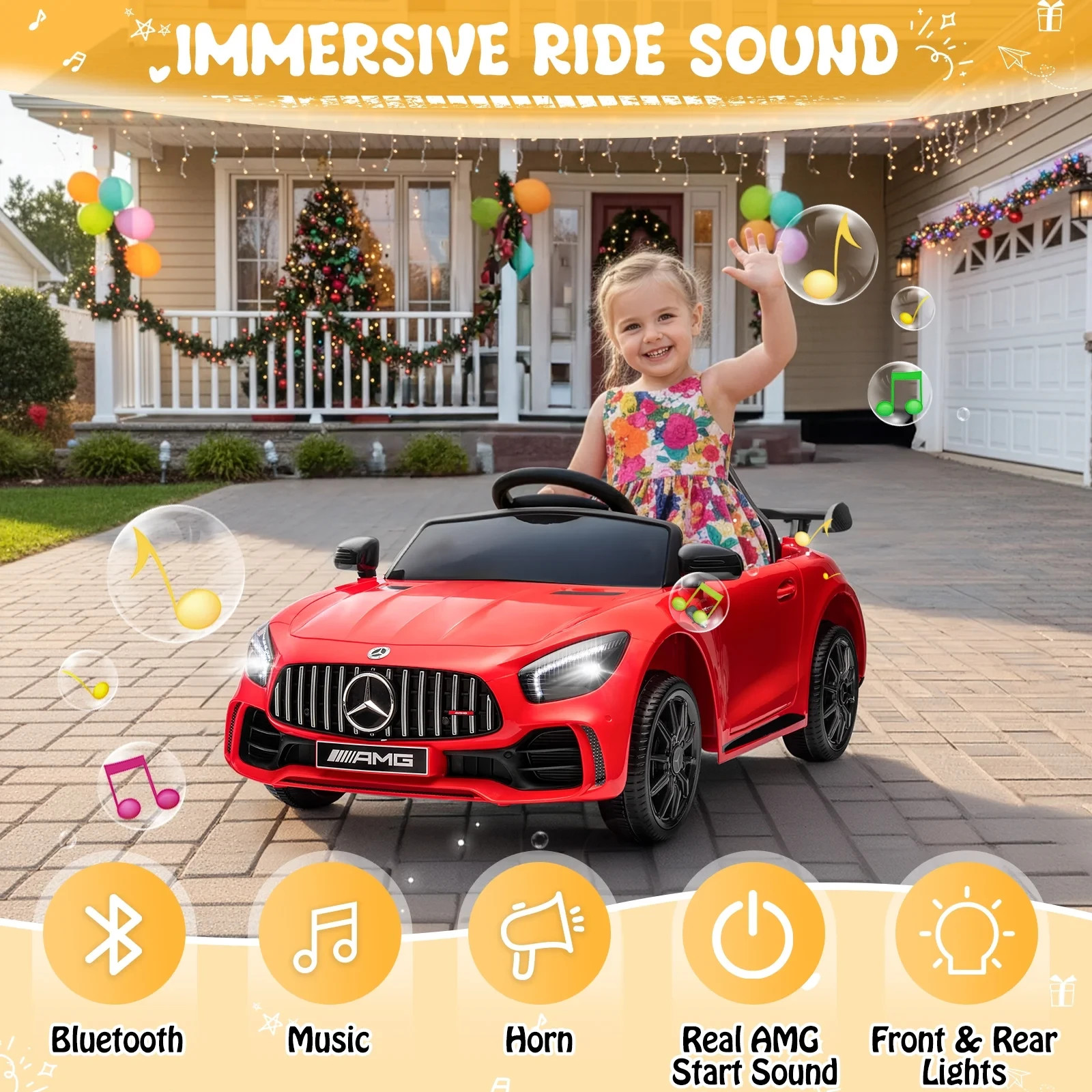 Mercedes-Benz AMG Licensed 12V Kids Ride on Car w/ Remote Bluetooth Enabled R