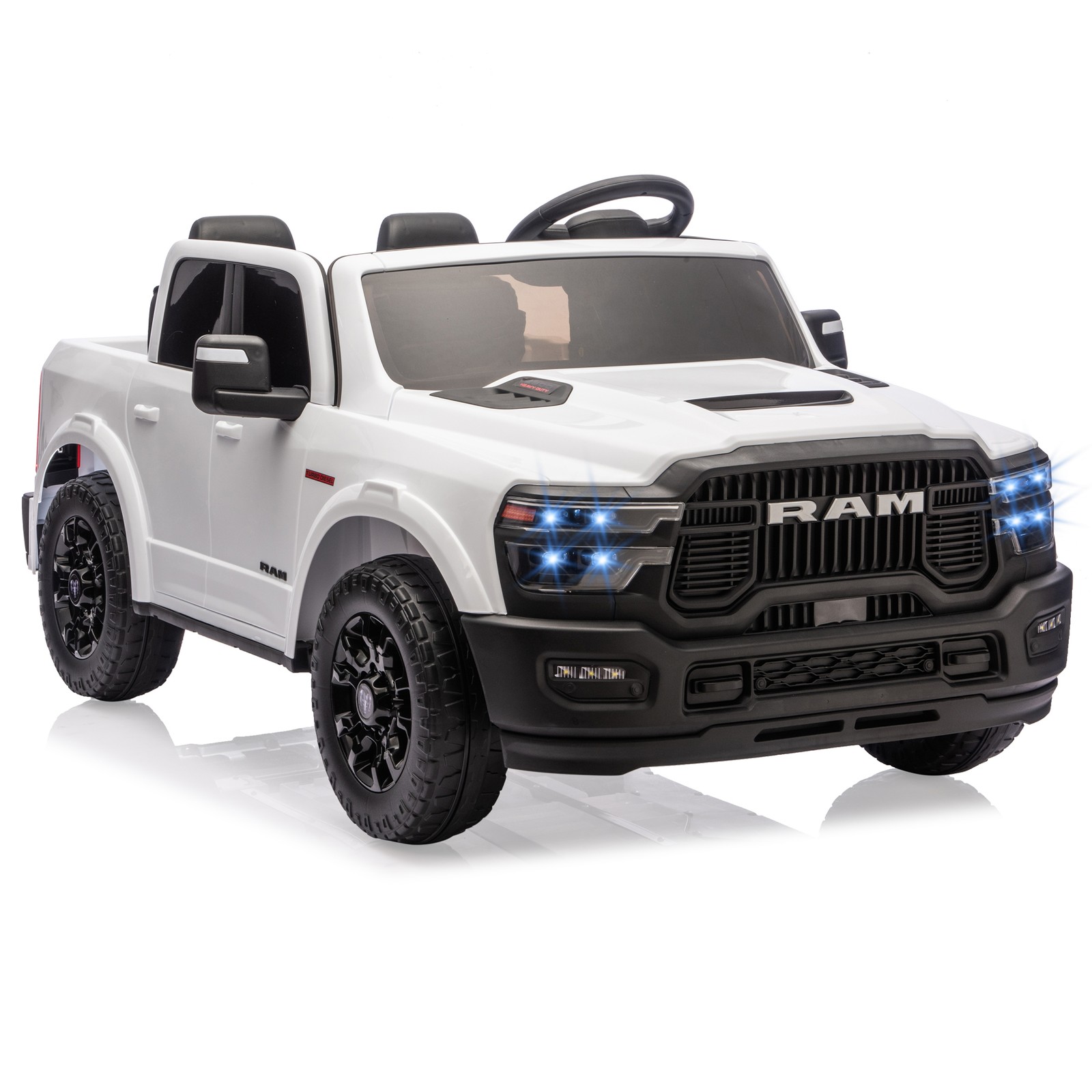 24V Licensed RAM 2500 2-Seater 4WD Ride On Truck Remote Bluetooth LED Suspension