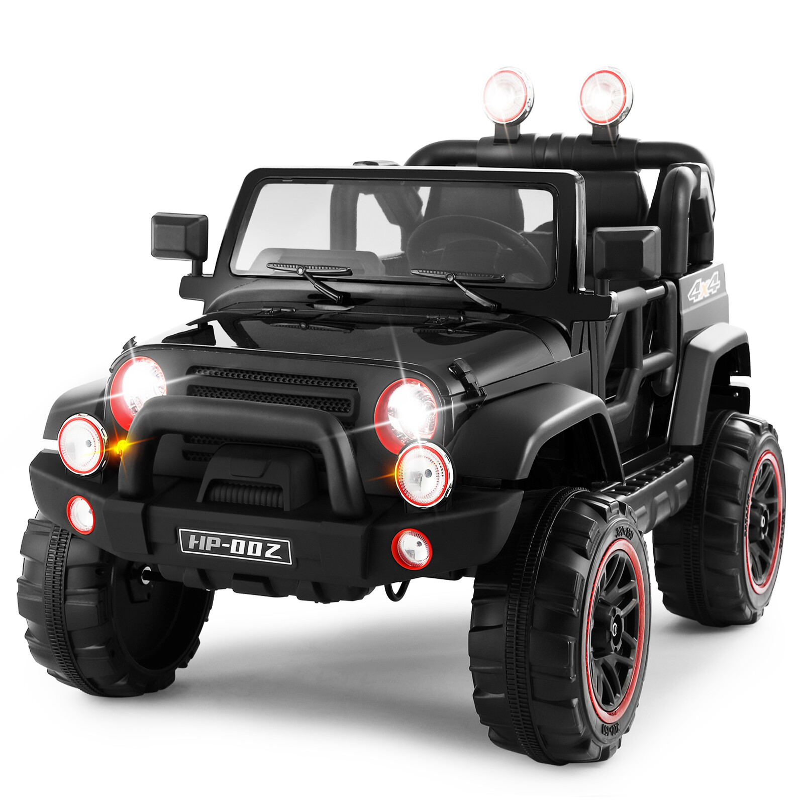 12V Battery 3 Speeds Kids Black Ride On Car Truck w/ RC+MP3+LED Light+USB+Cover