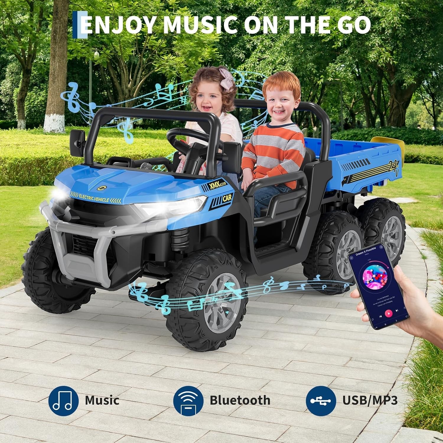 Kids Ride on Car Truck Toys 24V Electric Tractor+Remote, Christmas Gift
