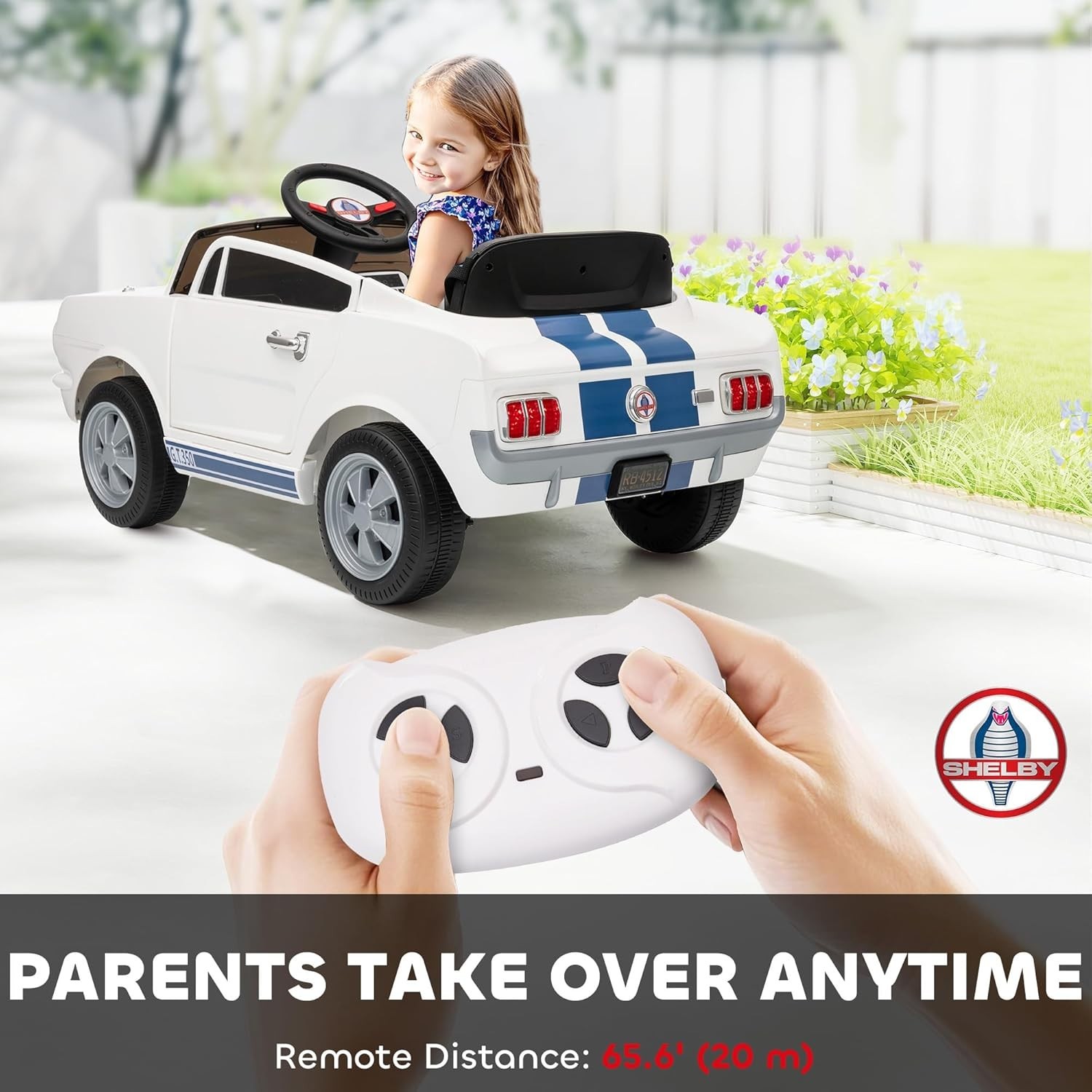 Qaba Licensed Ford Shelby GT 350 Kids Ride On Car, 12V Battery Powered Electric