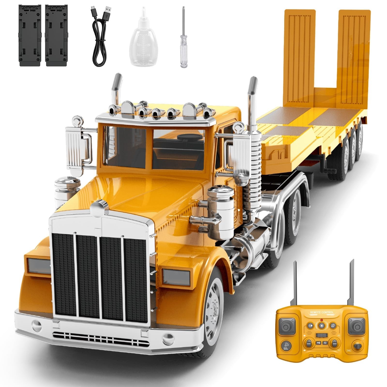 KIDMARKT 39.6″ Giant RC Semi-Trailer Truck for Kids | 16-Channel Remote Contr…