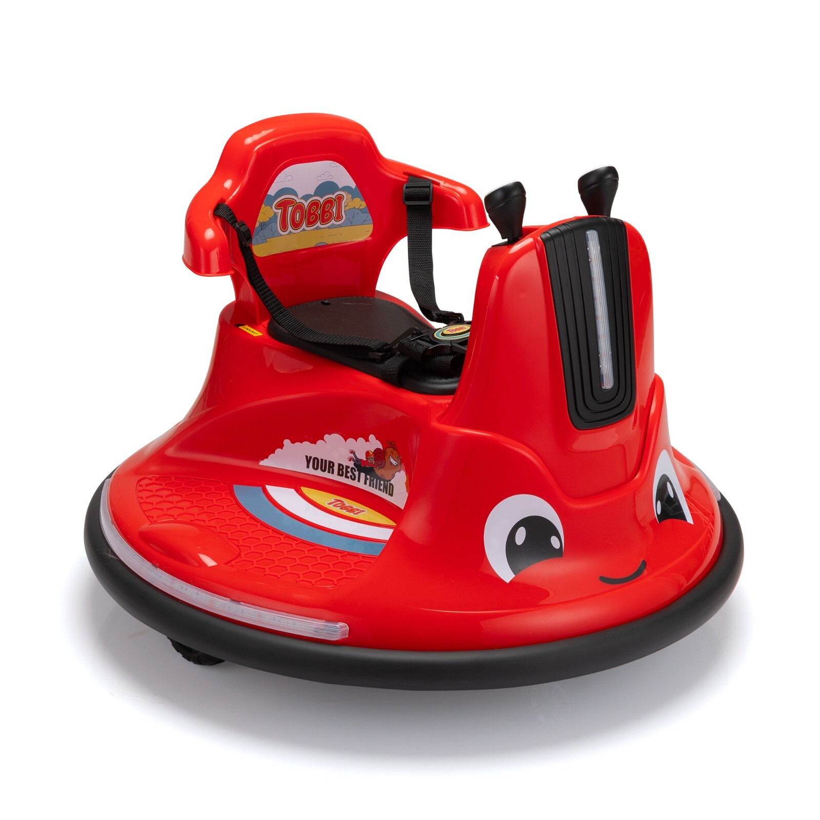 TOBBI Ride on Bumper Car for kids 360° Spinning w/Remote Control LED Light Red