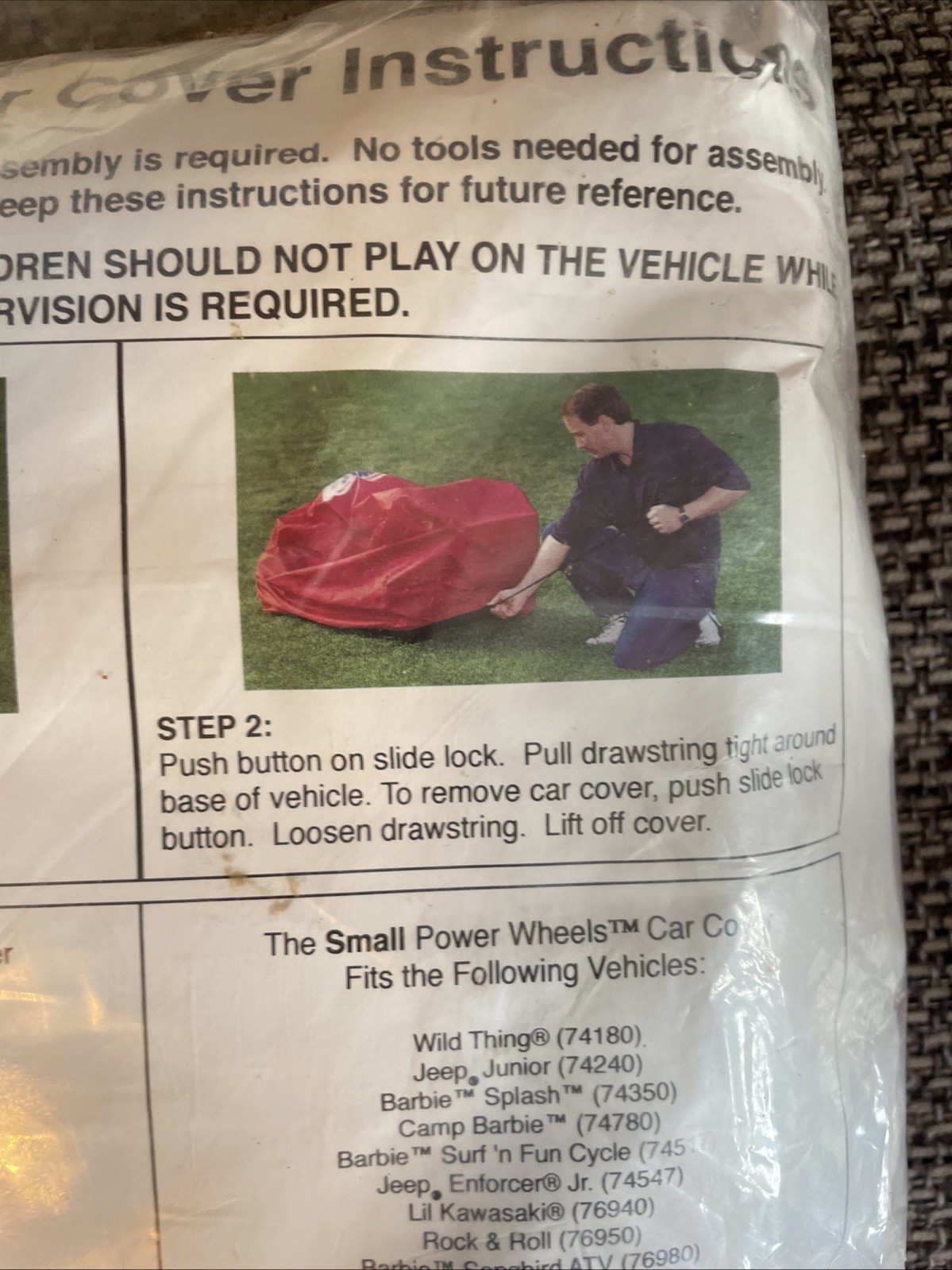 Vintage 1999 Power Wheels by Fisher Price Small Ride On Car Cover RED PW106-51