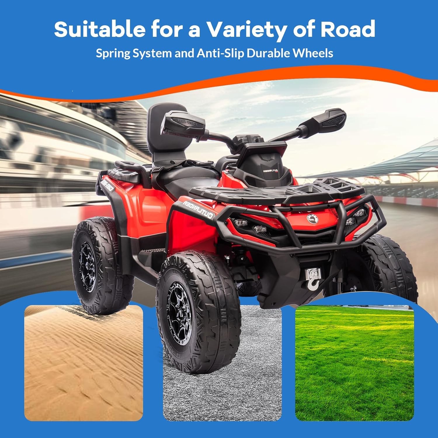 12V 2-Seater Kids ATV with Parent Remote Control, LED Lights & Spring Suspension