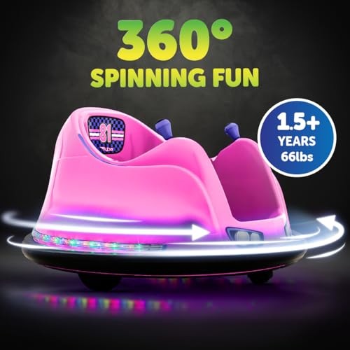FunPark 6V Bumper Car for Toddlers, Electric Toddler Ride On 6v Pink/Purple