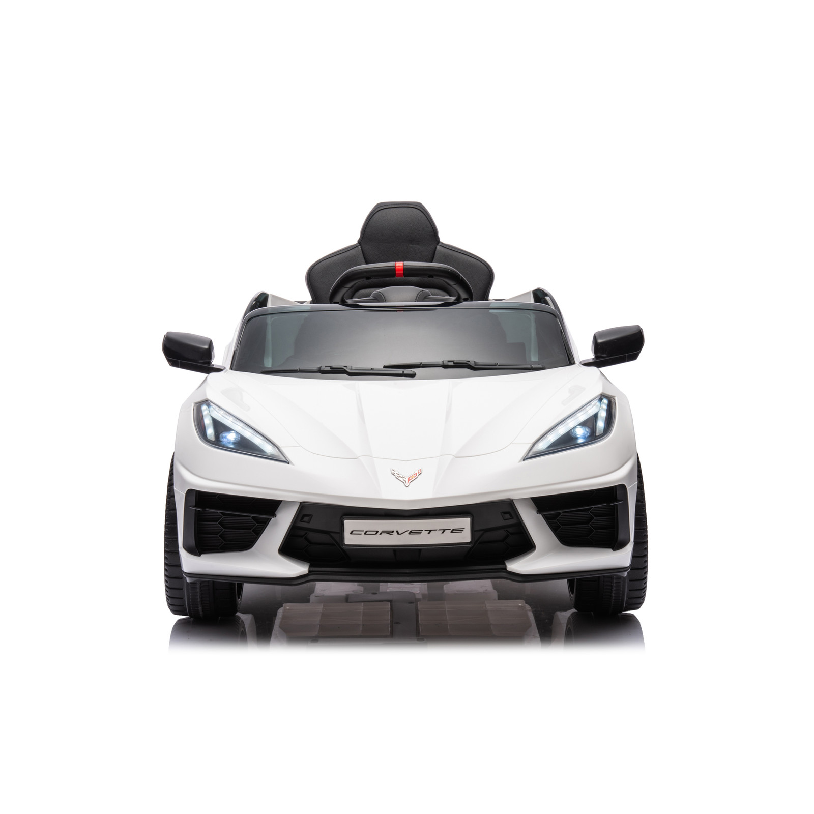 12V Chevrolet Corvette C8 Kids Ride On Car RC Remote Control Leather Seat White
