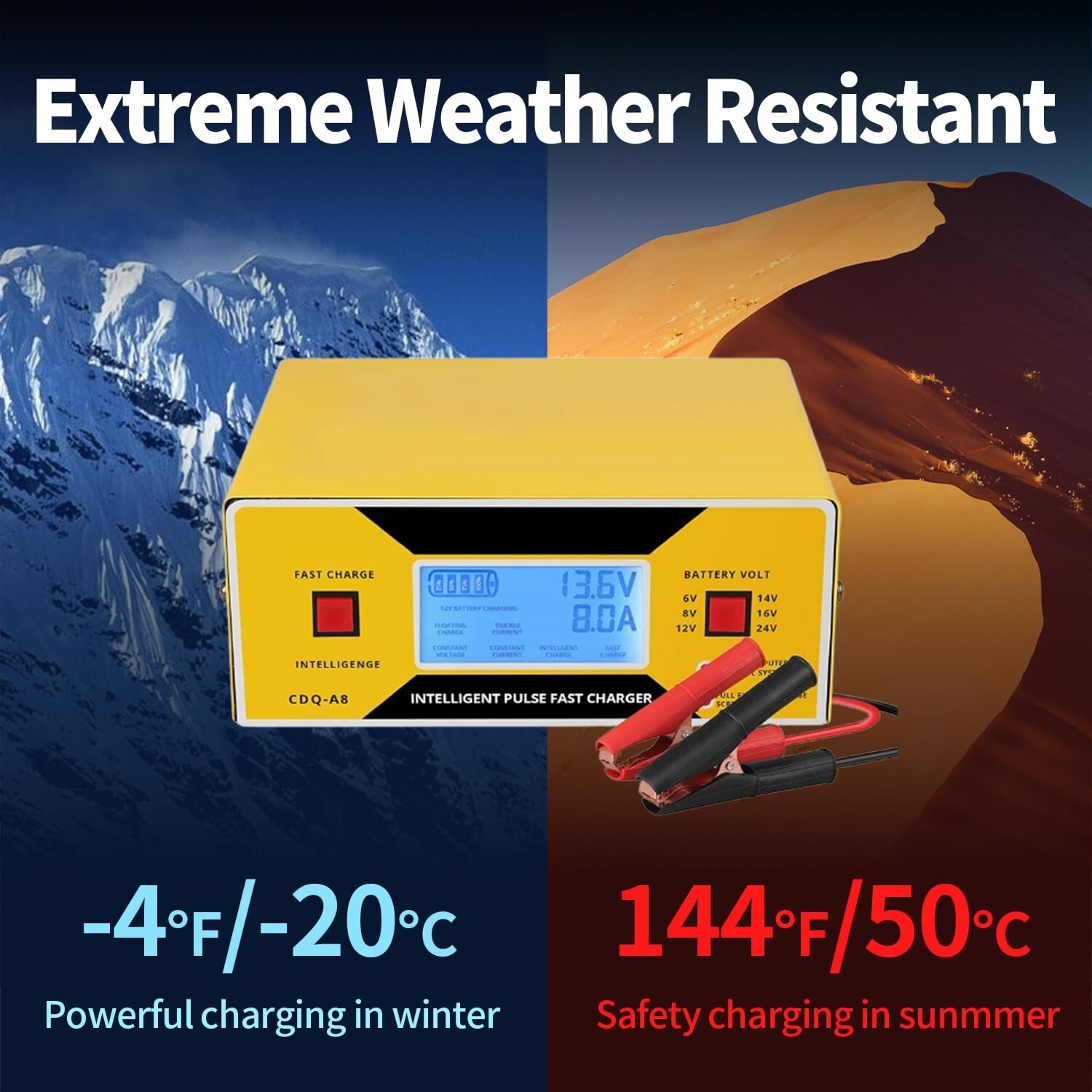 Car Battery Charger Automatic, 6/8/12/14/16/24V Adjustable Voltage Battery Ch…