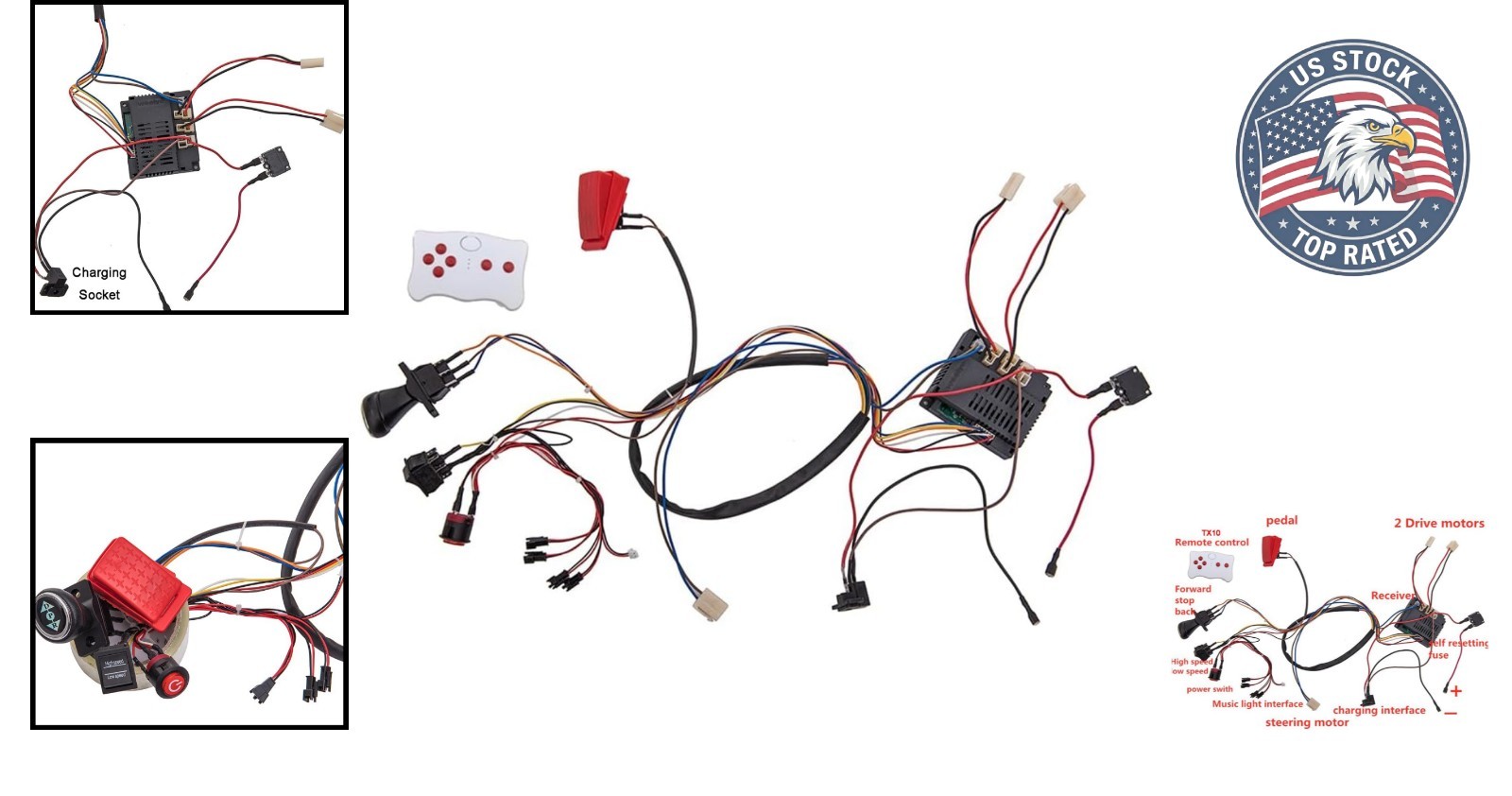 Kids Electric Car Accessory Set: 12V Wires, Remote Control & Safety Features