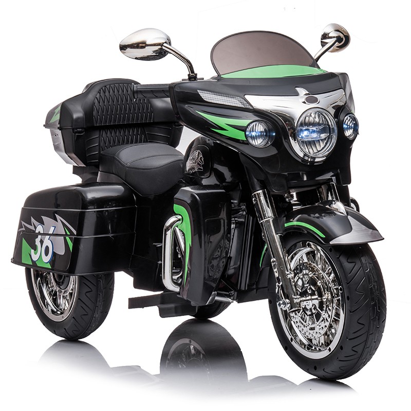 12V Kid Motorcycle Ride On Toy Key Start 3-Wheel 2-Seat Motorbike for 3-6 Black