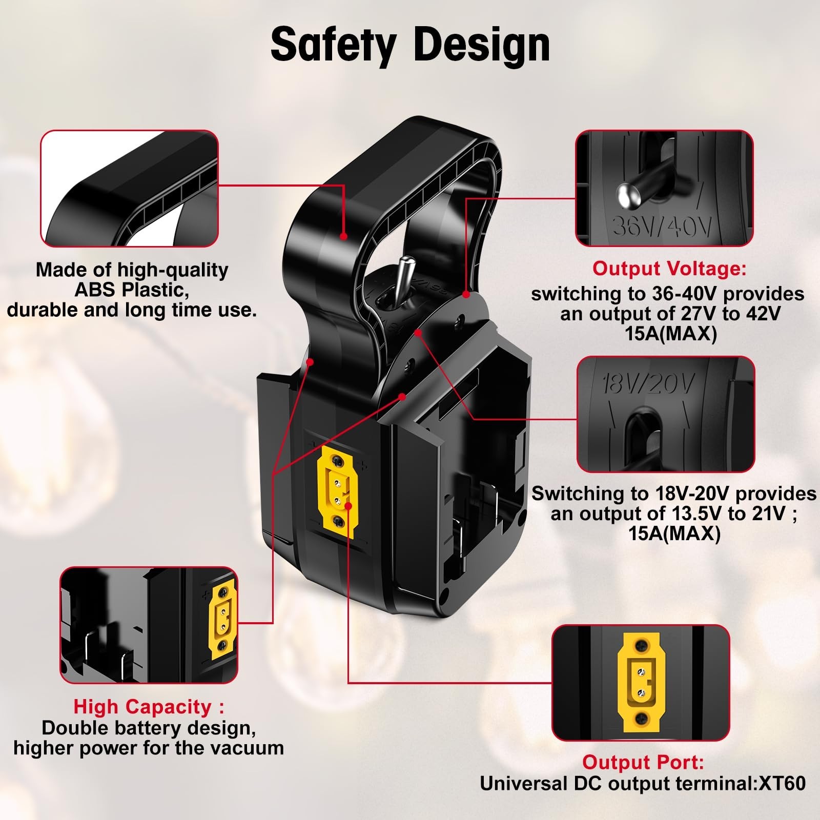 2-in-1 Power Wheels Battery Adapter for Milwaukee M18 18V/36V, On/Off Switch, 14
