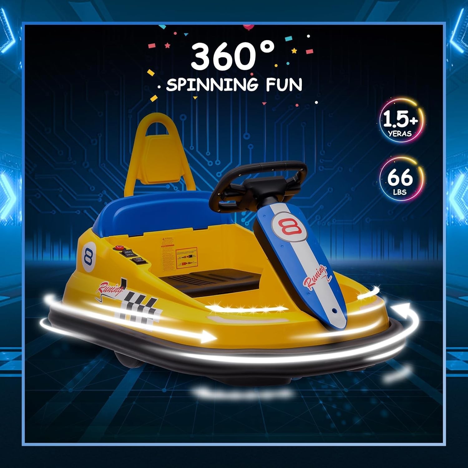 Ride on Toy Kids Bumper Car 360° Rotation 6V Electric Ride On Bumper Ages 1.5-6