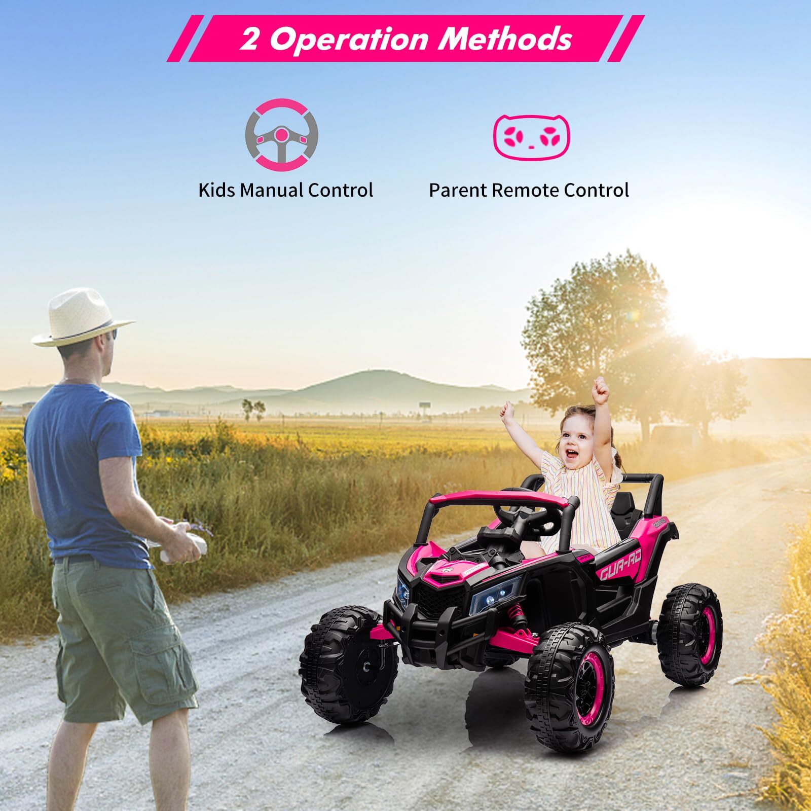 24V Kids UTV Ride on Car with Remote Control Battery Powered 4 Wheeler Off-Road