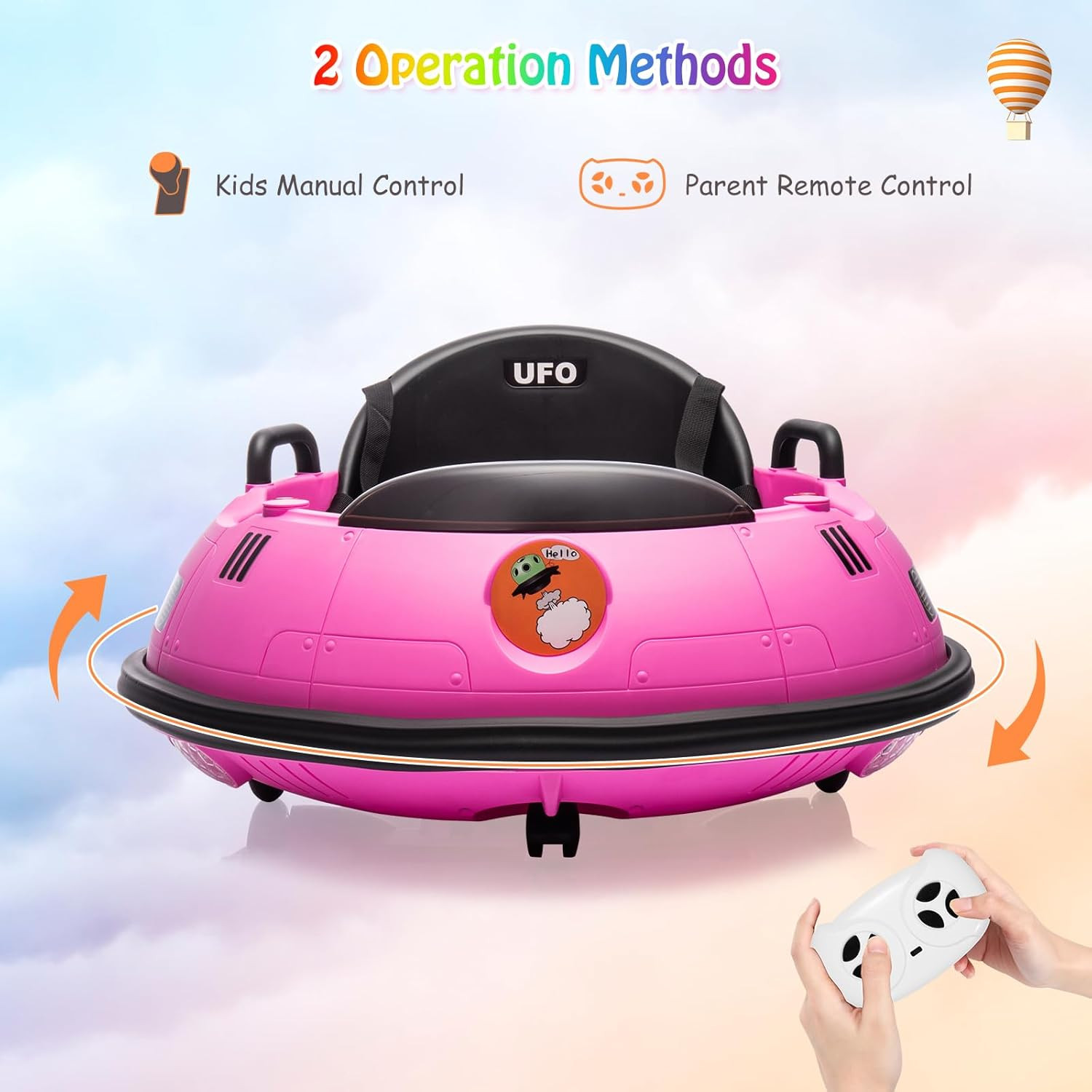 Ride on Bumper Car, 12V Electric Toddlers Car with Remote Control, Safety Belt,