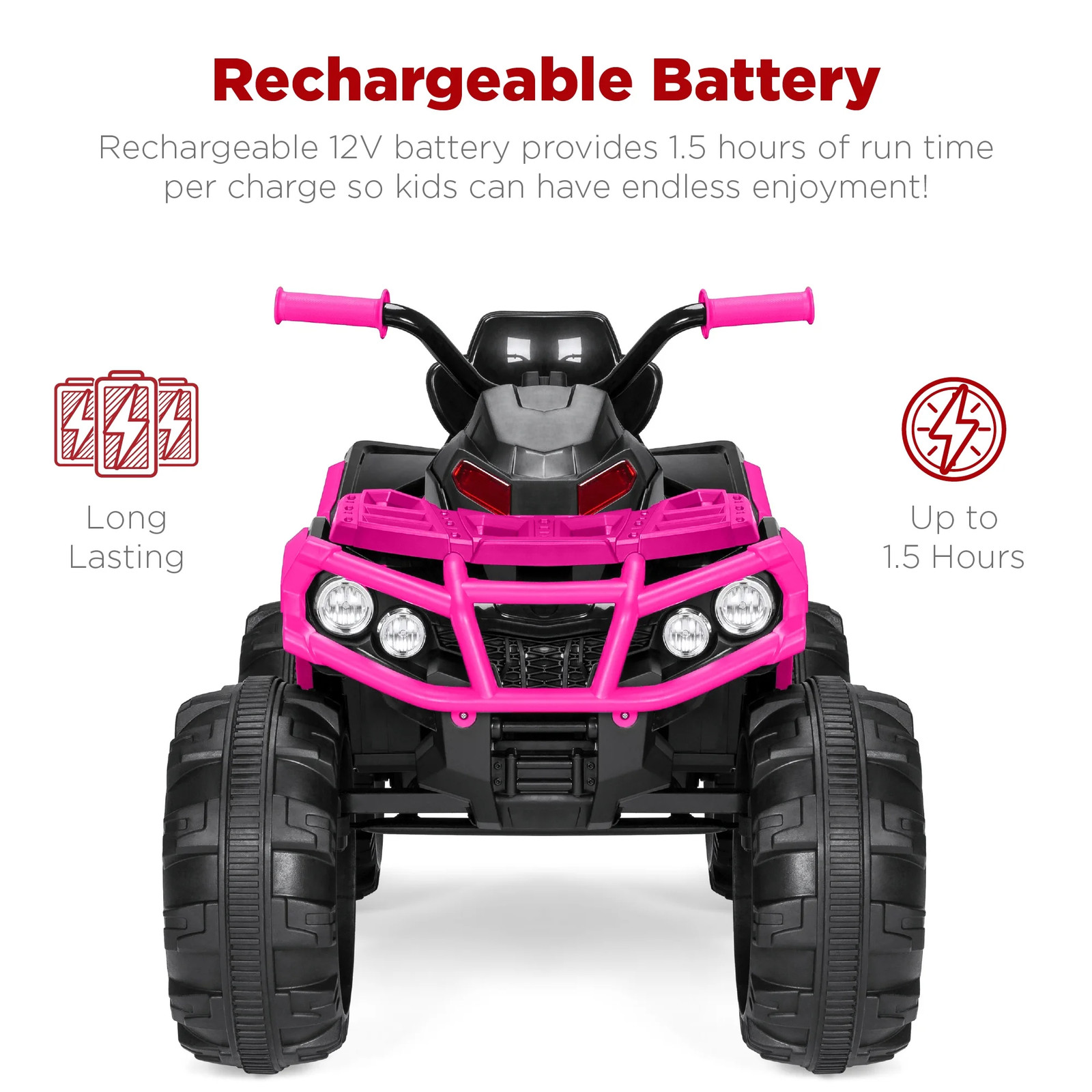 Best Choice Products 12V Ride-On ATV Quad w/ Bluetooth, 3.7mph Max, Treaded Tir