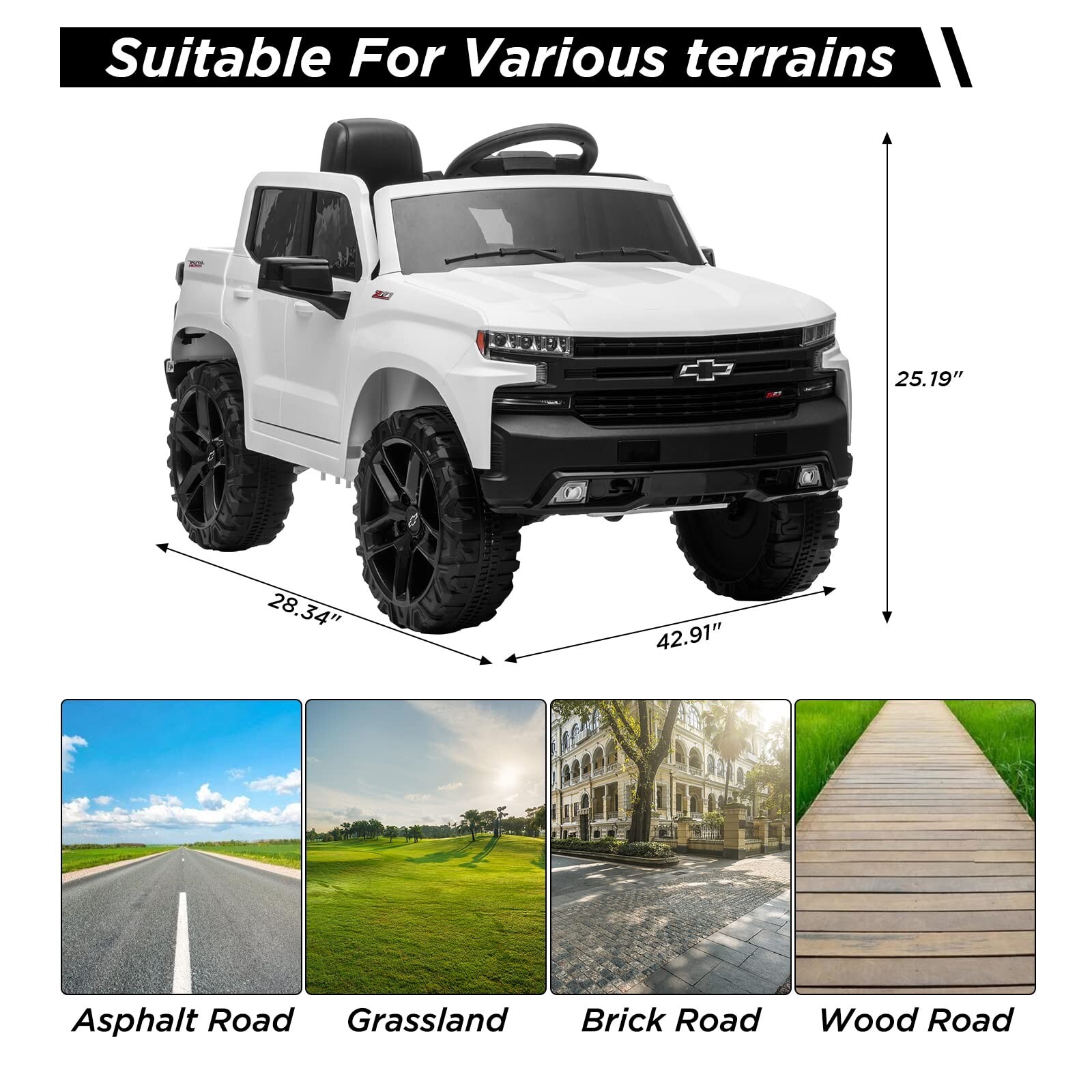 24V Ride On Car Licensed Chevrolet Silverado 2-Seater Electric Truck Kids Toy