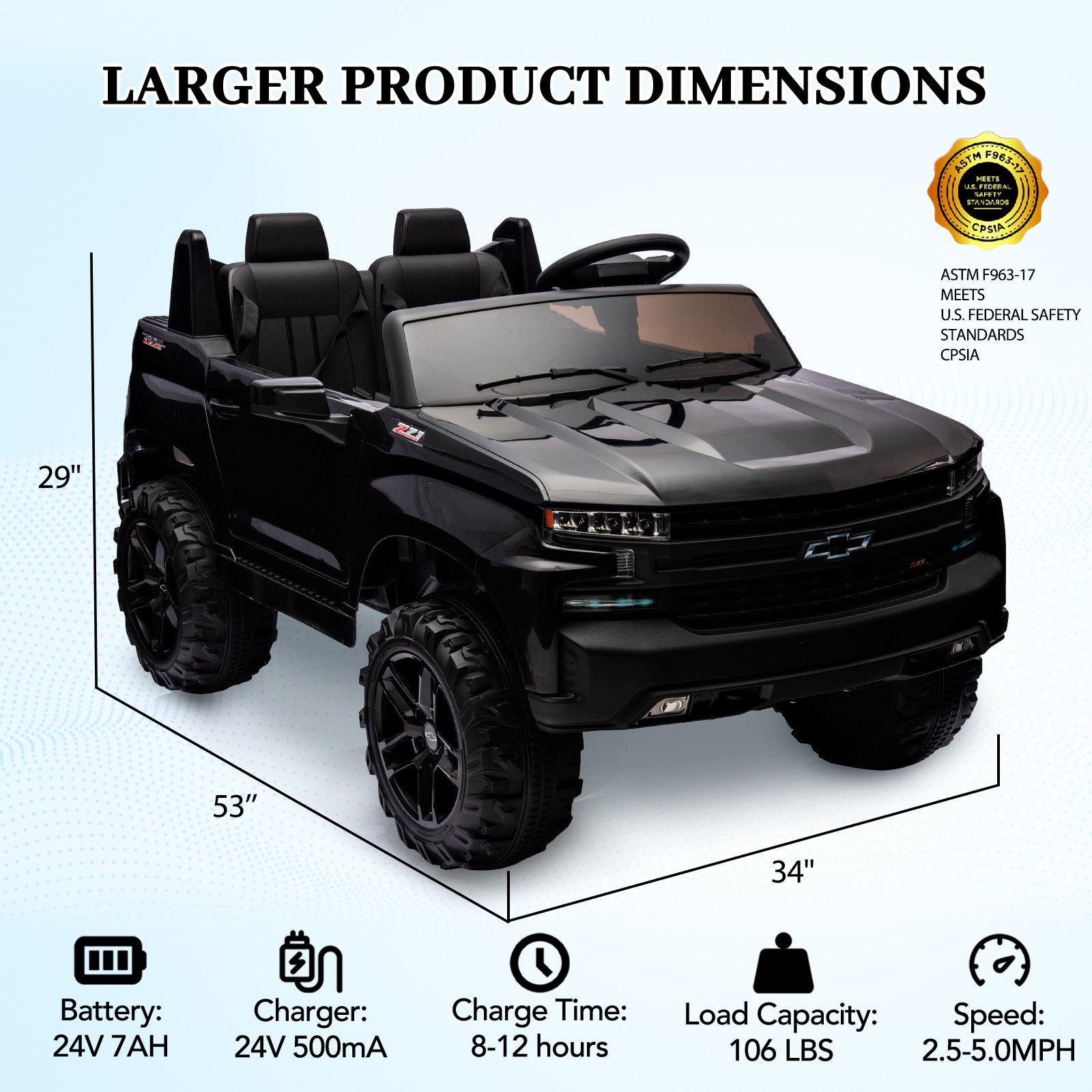 24V 9Ah 2 Seater Ride on Car Toys Licensed Chevrolet Silverado w/Remote Control