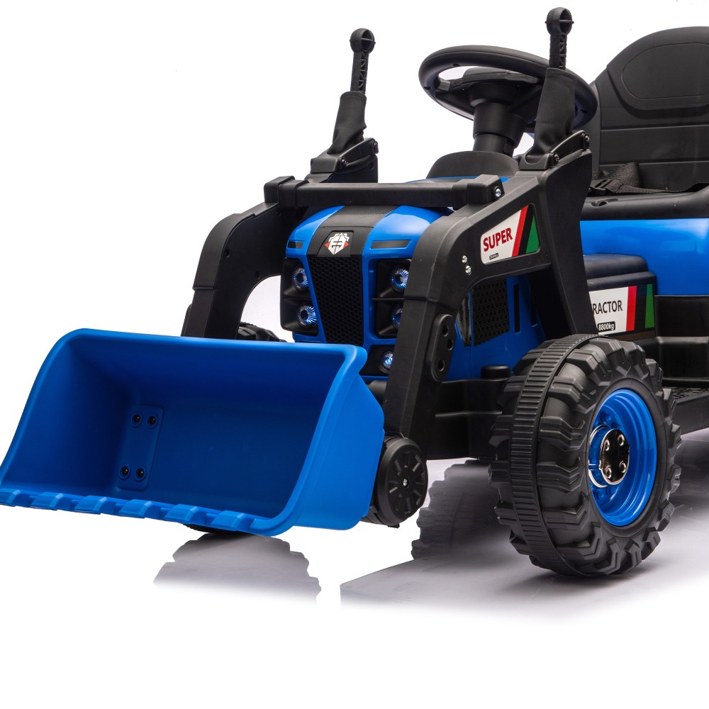 24V Kids Ride-On Electric Tractor Toy with 4-in-1 Construction Attachments