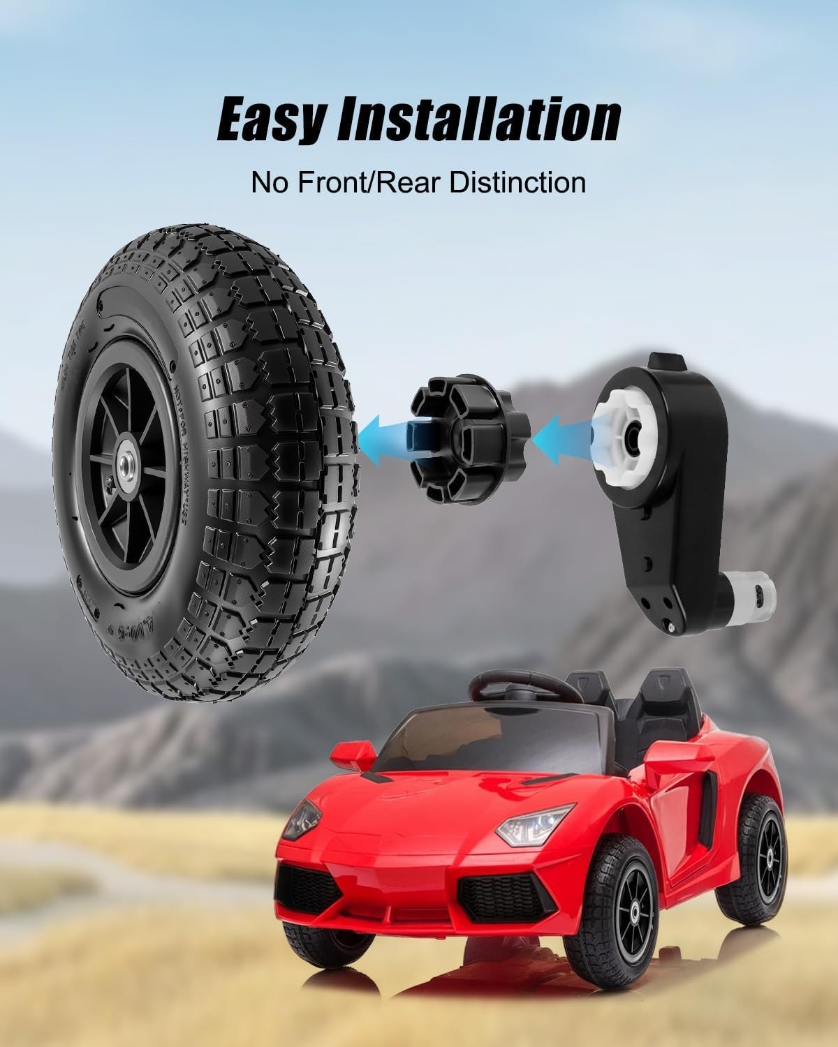 2-Pack 12″x4″ Rubber Pneumatic Tire for Power Wheel Ride On Car, 12in Replace…