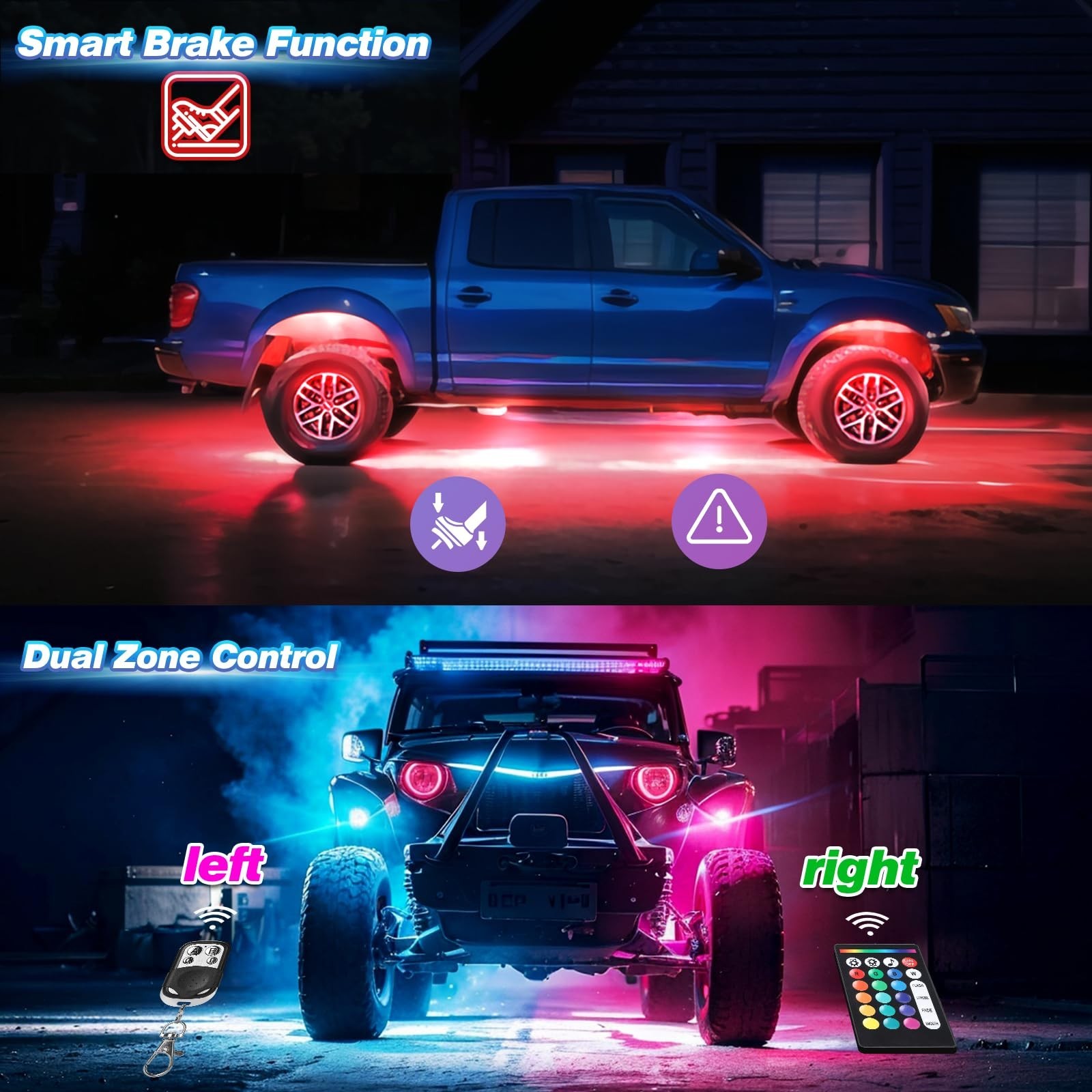 6 Pods Alloy LED Rock Lights for UTV ATV Golf Cart Truck RZR Offroad, Upgrade…