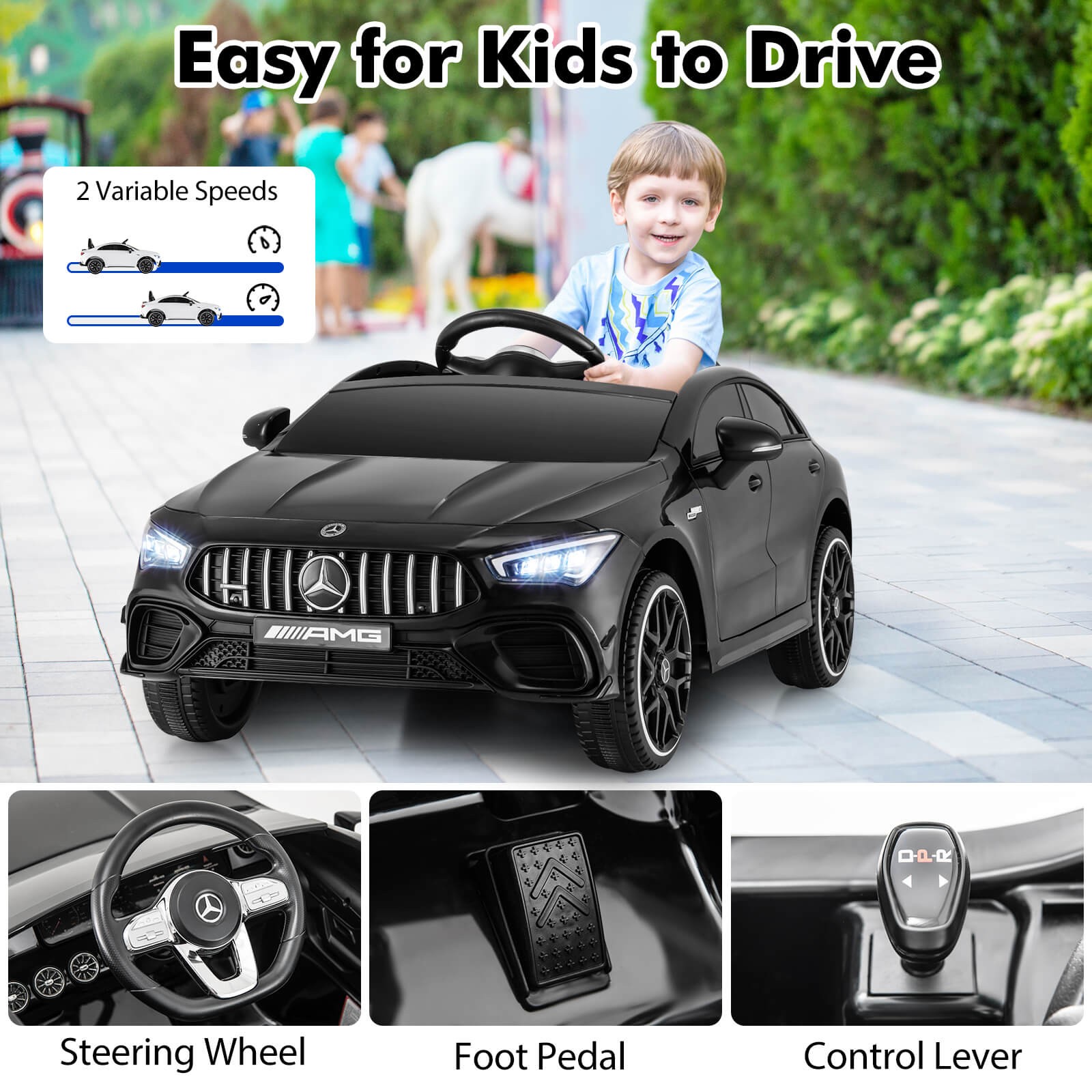 12V Kids Ride on Car w/Remote Rocking Function Transport Wheels Lights & Music