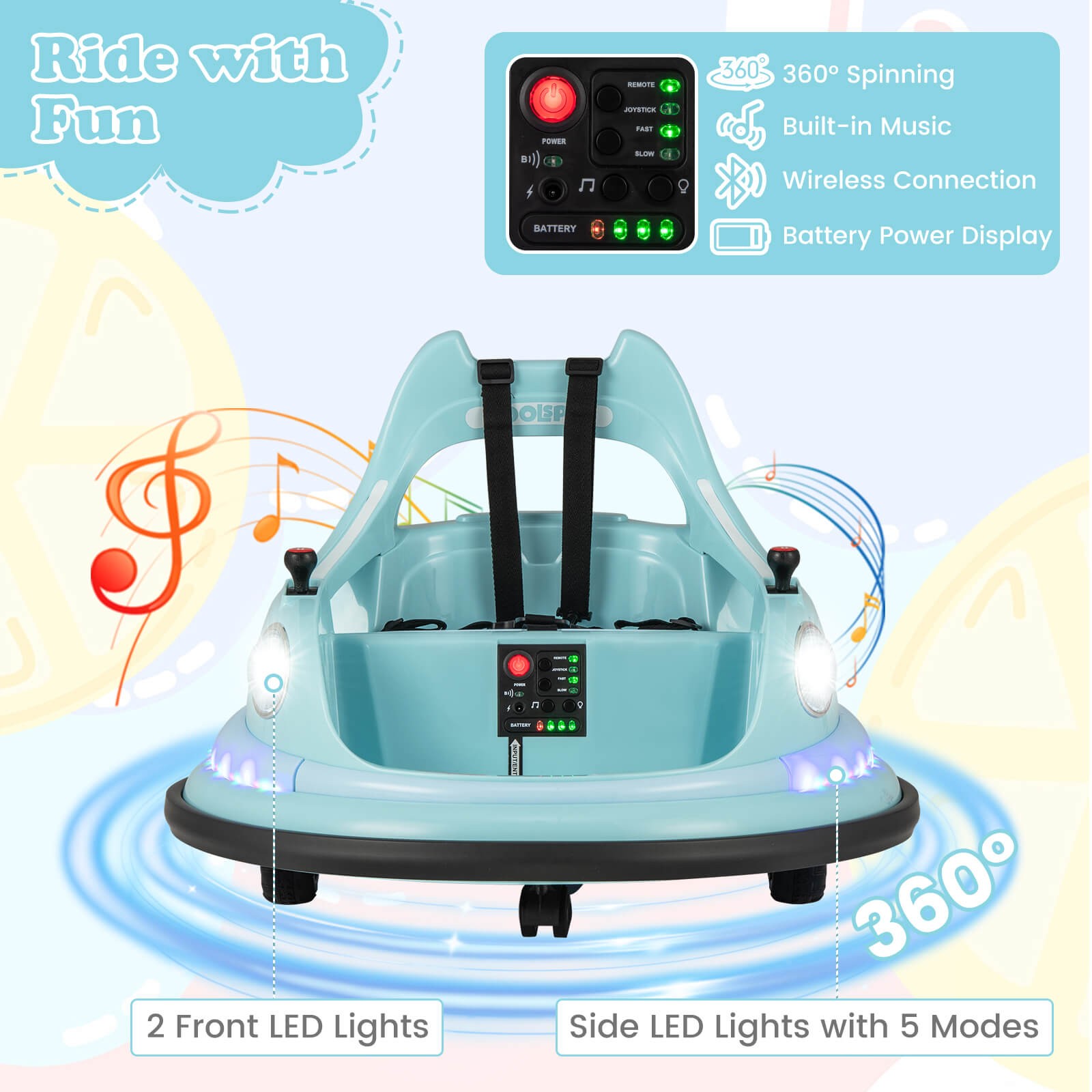 12V Kids Electric Ride On Bumper Car Battery Powered Bumper Car w/Remote Control
