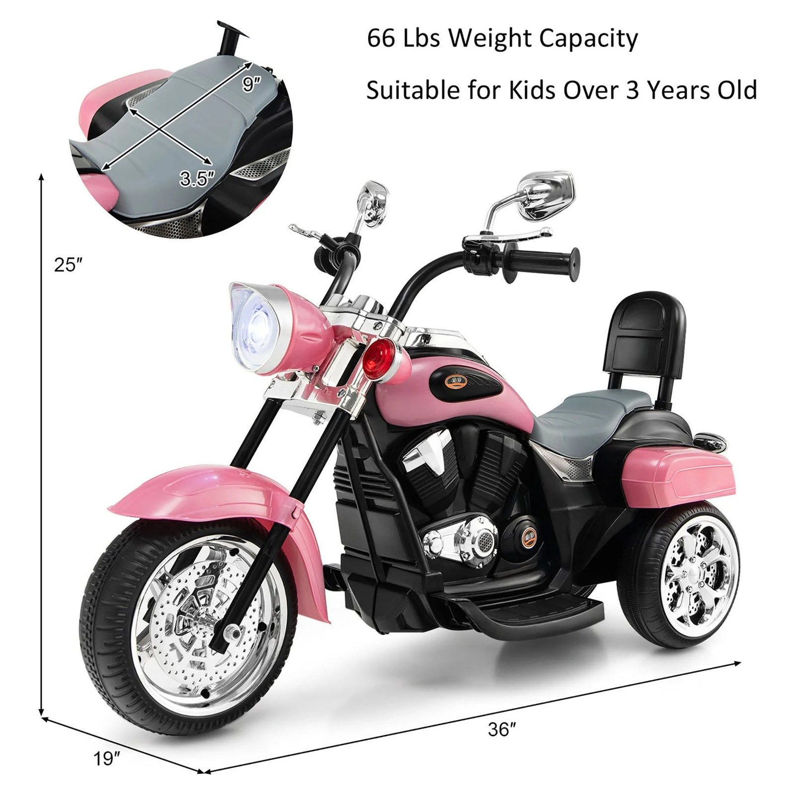 Electric Child Motorcycle Pink Harley Davidson Battery Powered Motor Ride On Toy