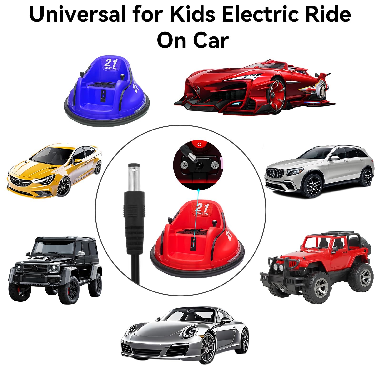 12V Battery Charger for Kids Ride On Car Toy 12 Volt Electric Bumper Cars Ch…