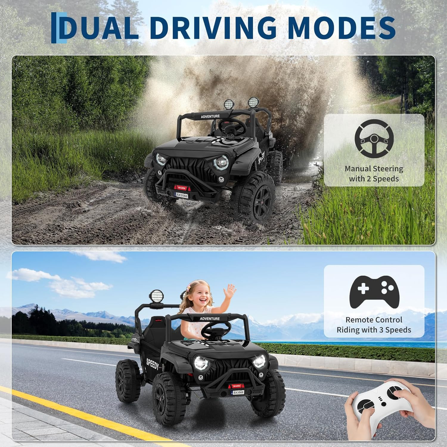 2 Seater Ride on Car for Kids 24V with Remote Control, 24V Ride on Toy,Fast 4.97