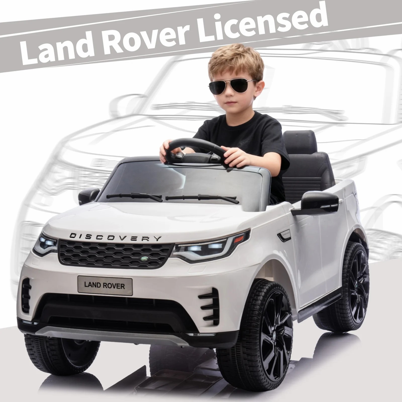 12V Kids Ride On Car Land Rover Style Dual Motors 3 Speed Remote Control White