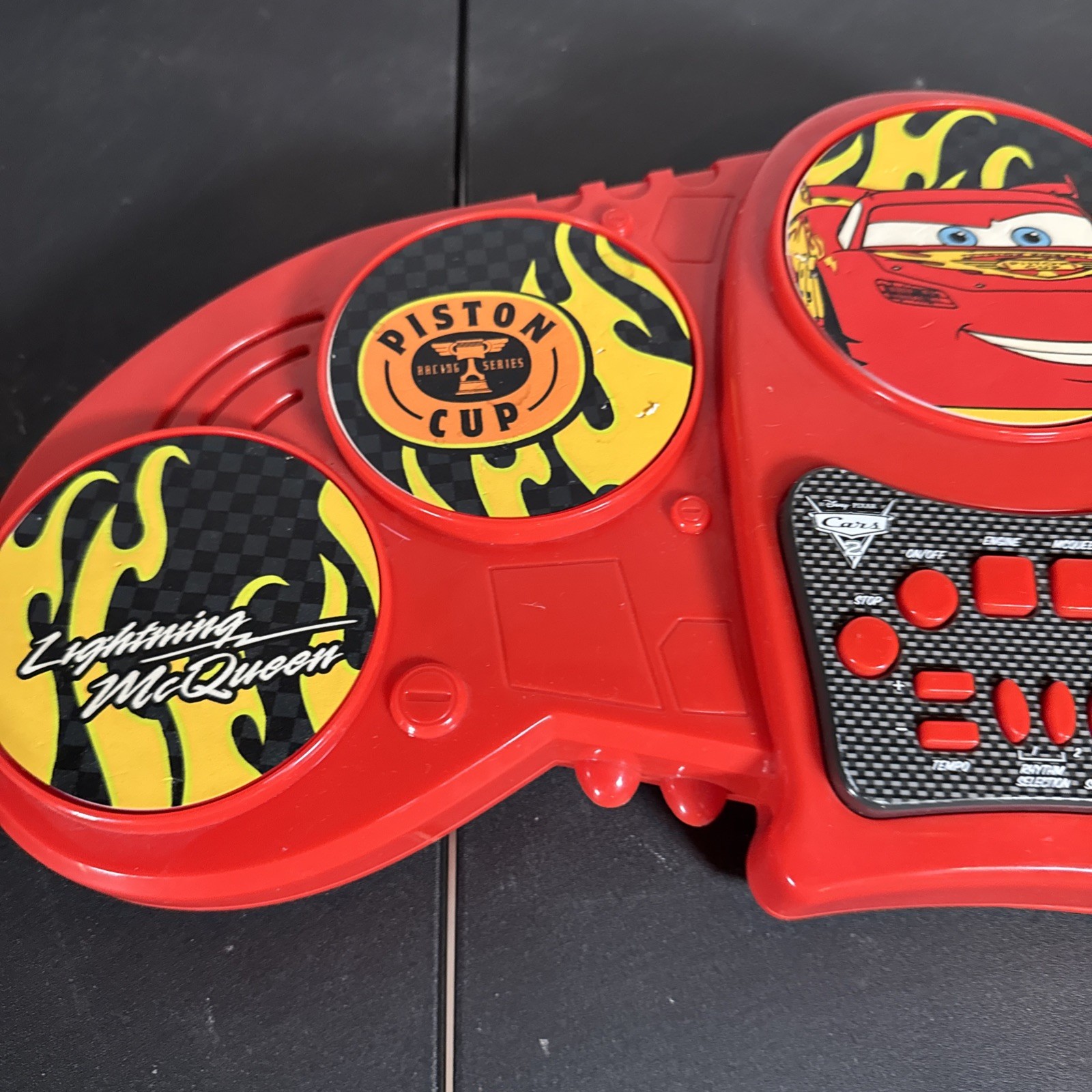 Disney Cars Lightning McQueen Electric Pretend Drum Toddler Toy Sounds WORKS