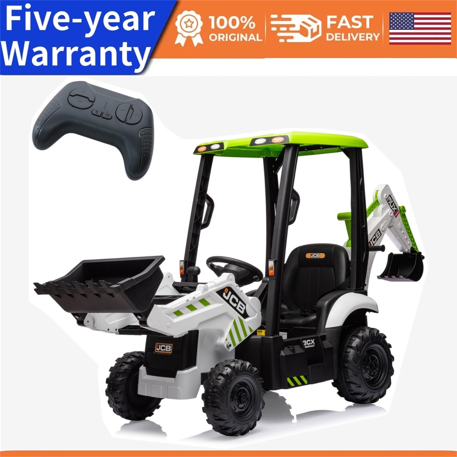 4 in 1 Ride On Toys Excavator & Bulldozer 12V Kids Electric Vehicle with Remote