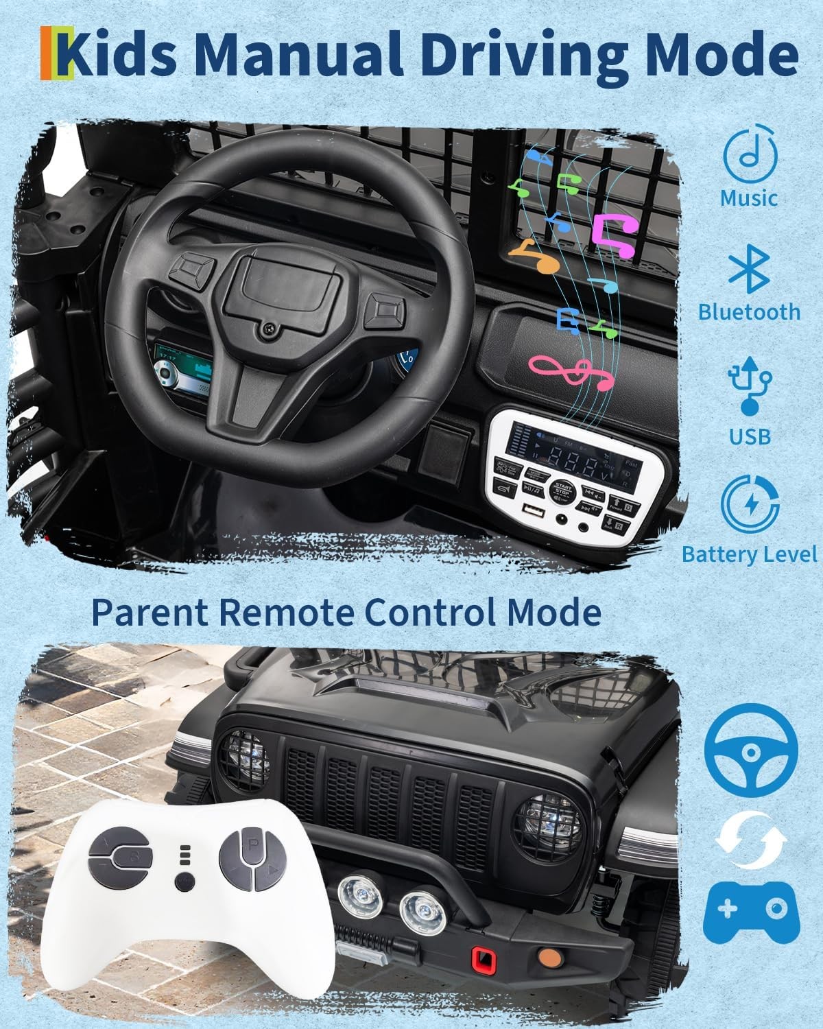 Kids 24V Ride on Toys,2-Seater Electric Ride on Car Truck,Gifts for Boys Girl