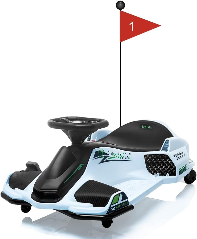 Kids Drifting Car, 12V Ride on Go Kart with 45W Brushless Quiet Motor, 5 Mph Ele