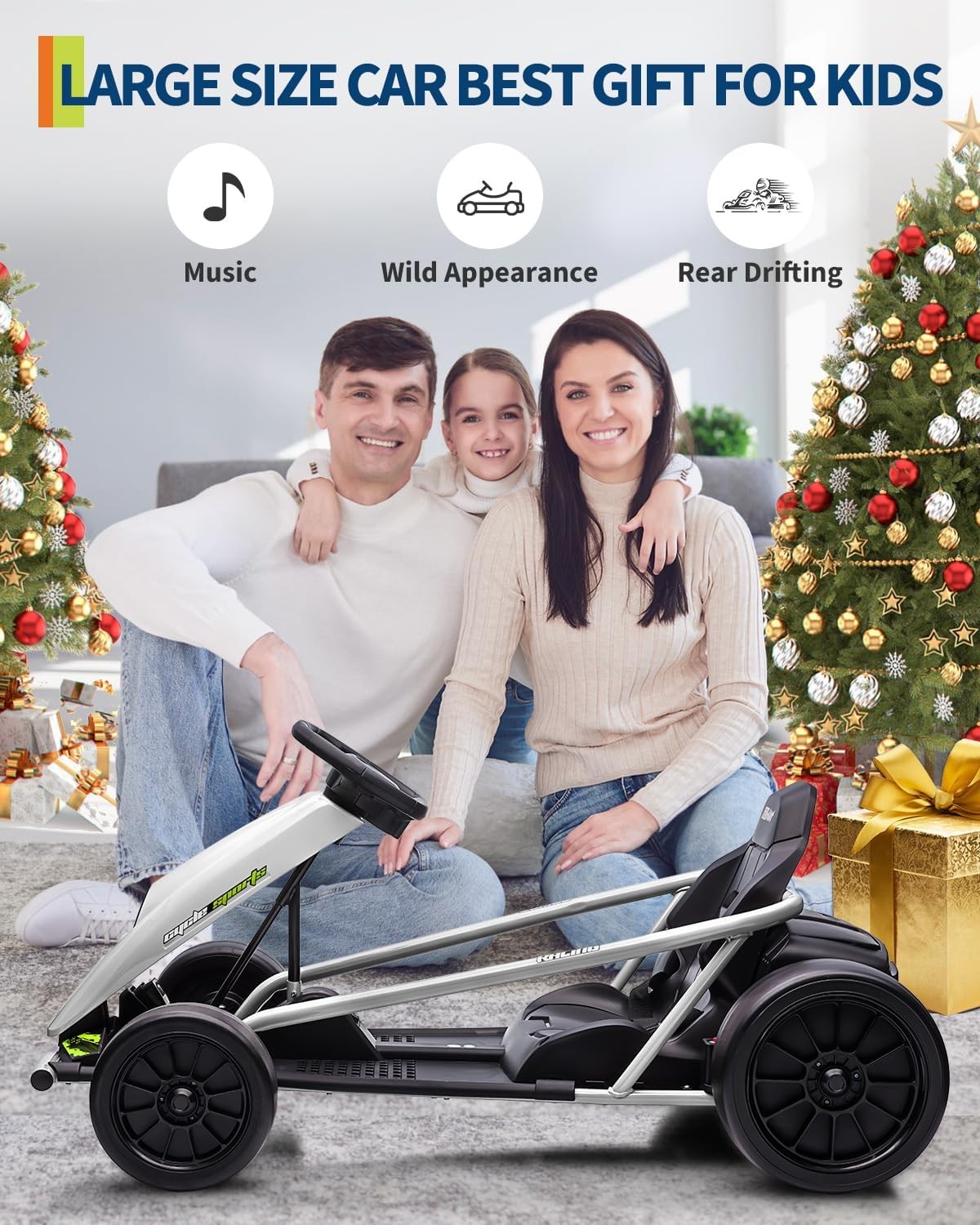 Garvee 24V Kids Go Kart,High Speed Electric Drift Kart with Music for Ages 8-12
