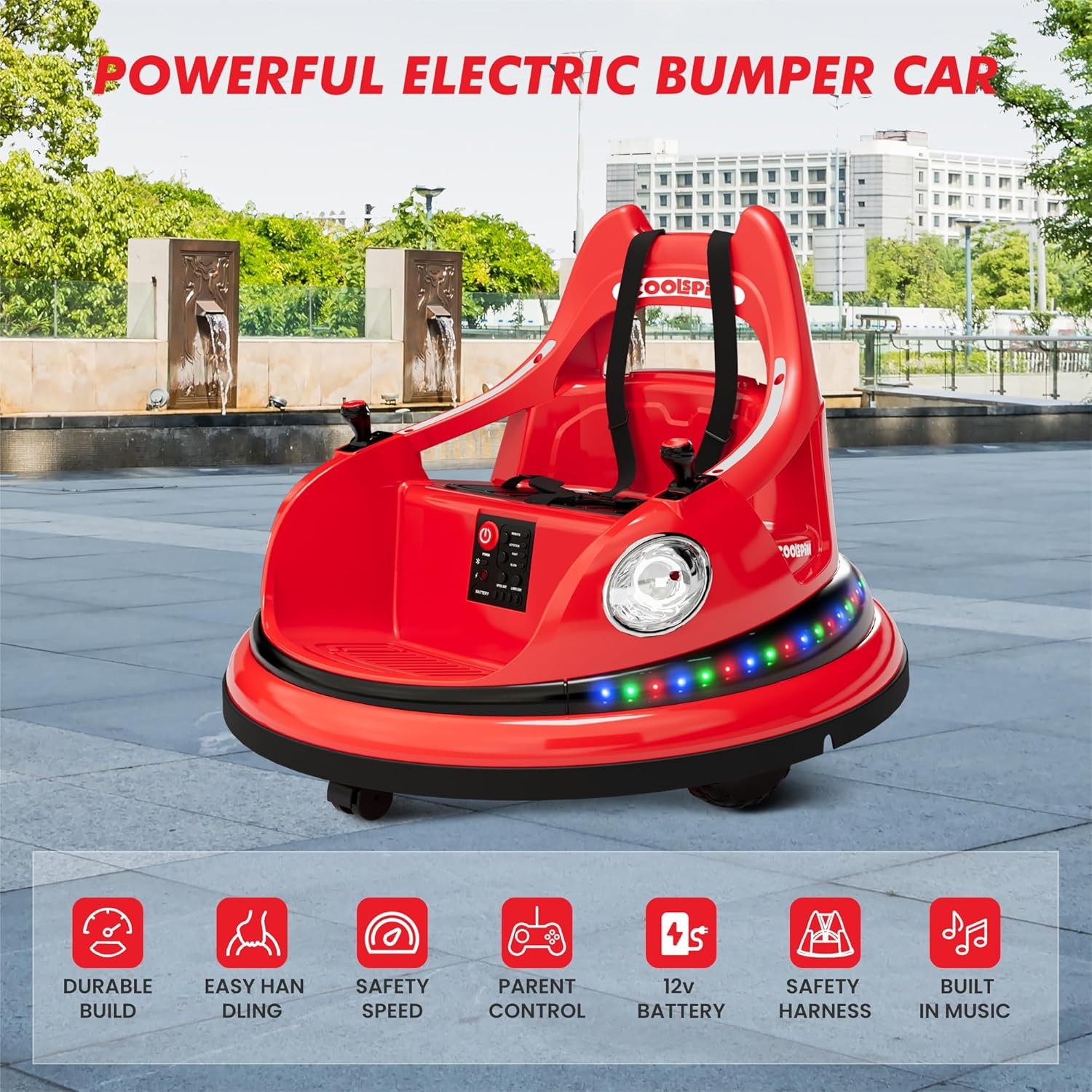 Bumper Car for Kids, 360° Rotation 12V Electric Ride On Bumper