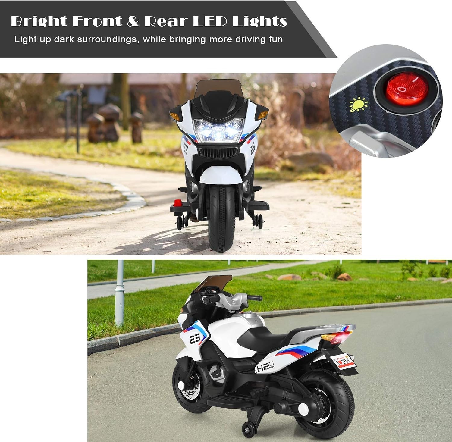 Kids Ride On Motorcycle, 12V Electric Battery Powe