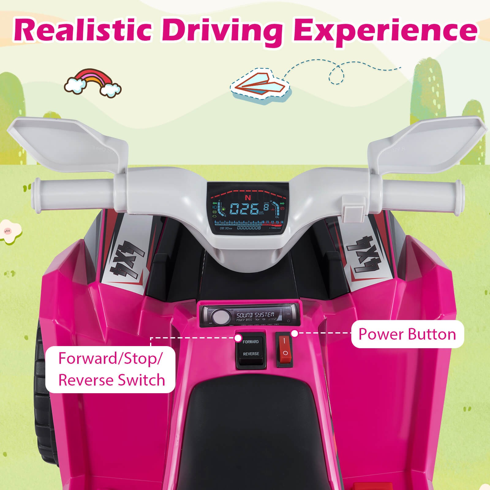 Kids Electric ATV Car, 6V Battery-Powered Ride on Toy w/Removable Back Trailer
