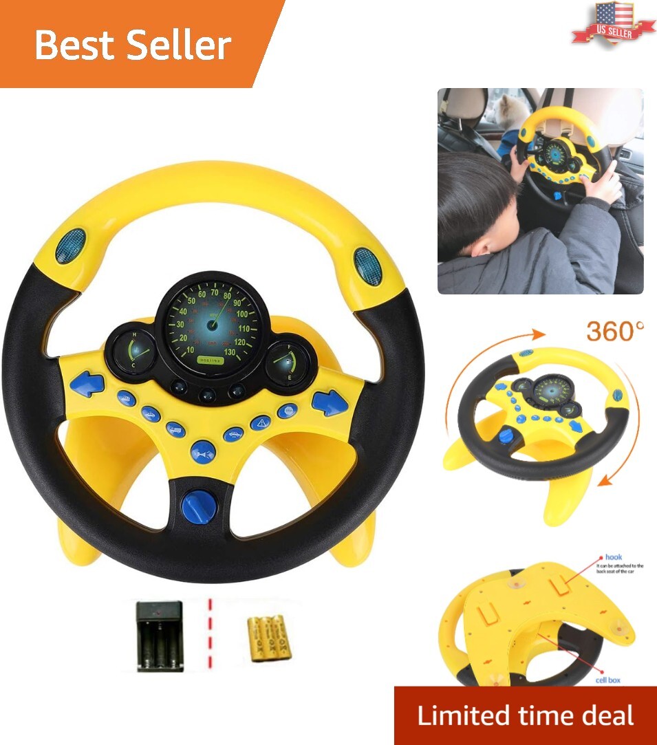 Portable Simulated Driving Steering Wheel Toy for Educational Fun & Imagination