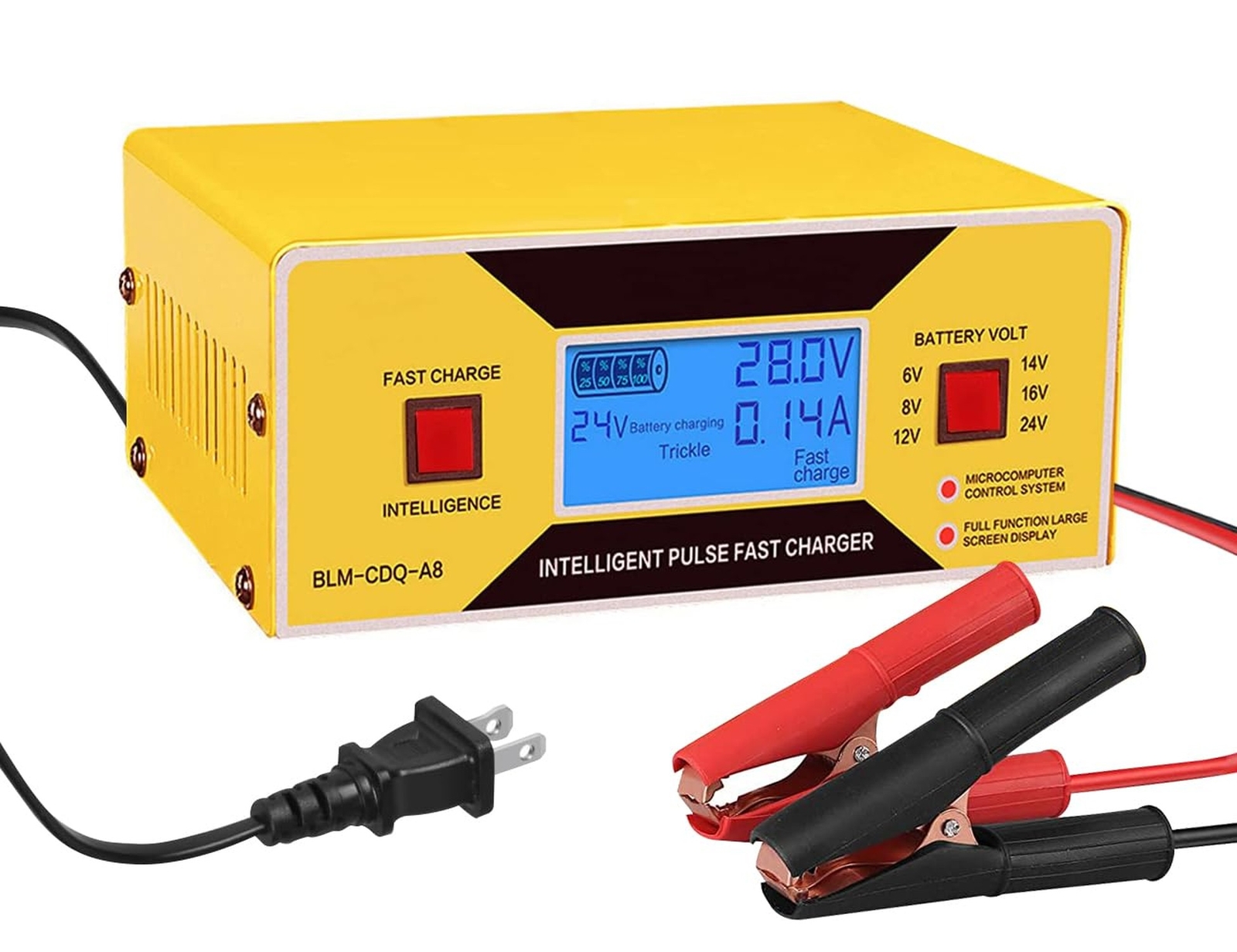 Car Battery Charger Automatic, 6/8/12/14/16/24V Adjustable Voltage Battery Ch…