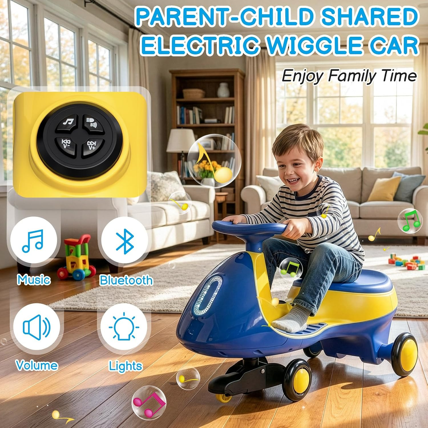 12V Electric Wiggle Car Ride on Toy with Pedal, 2 in 1 Rechargeable Battery Swin