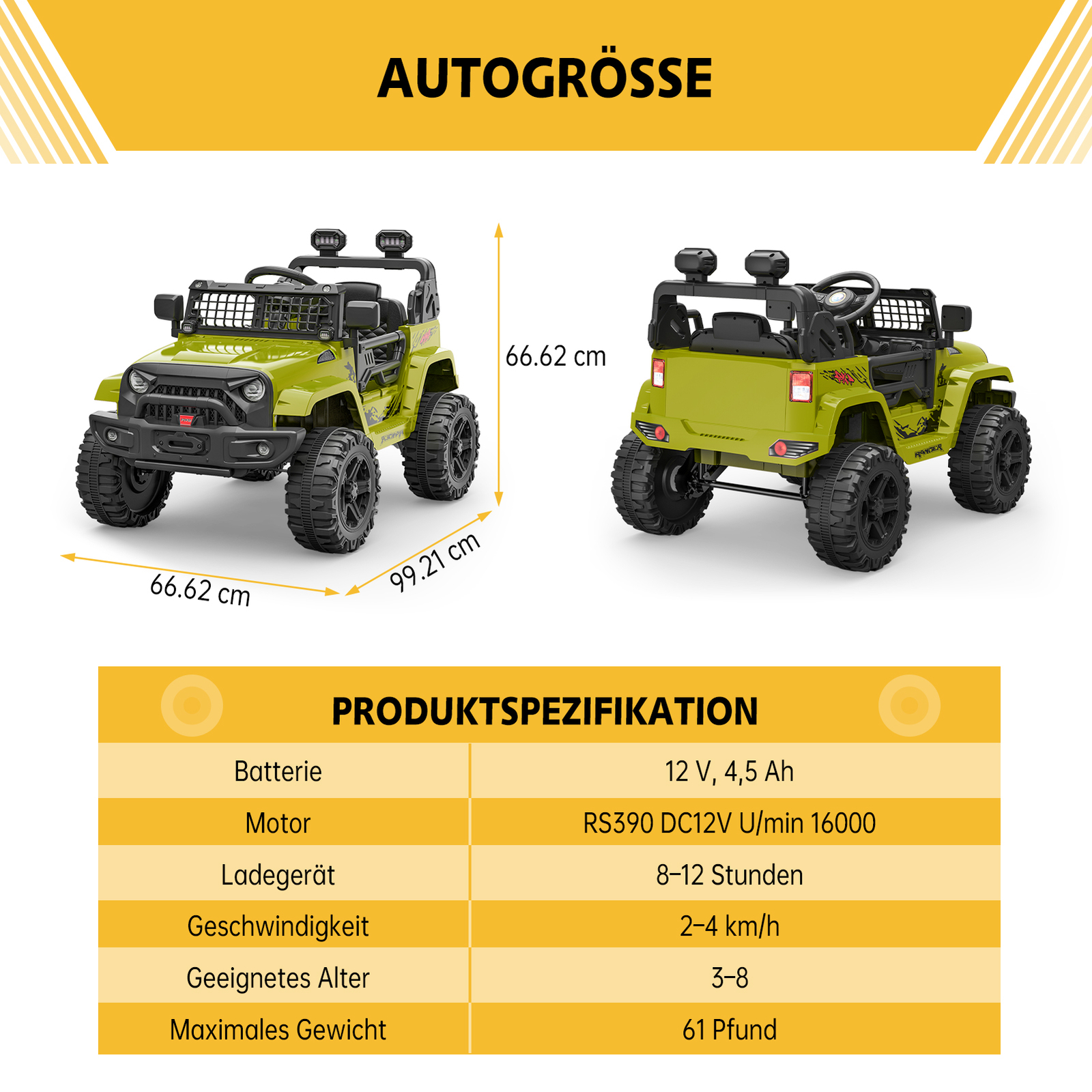 Kids Electric Ride On Truck Toys 12V Power Battery Car Green with Remote Control
