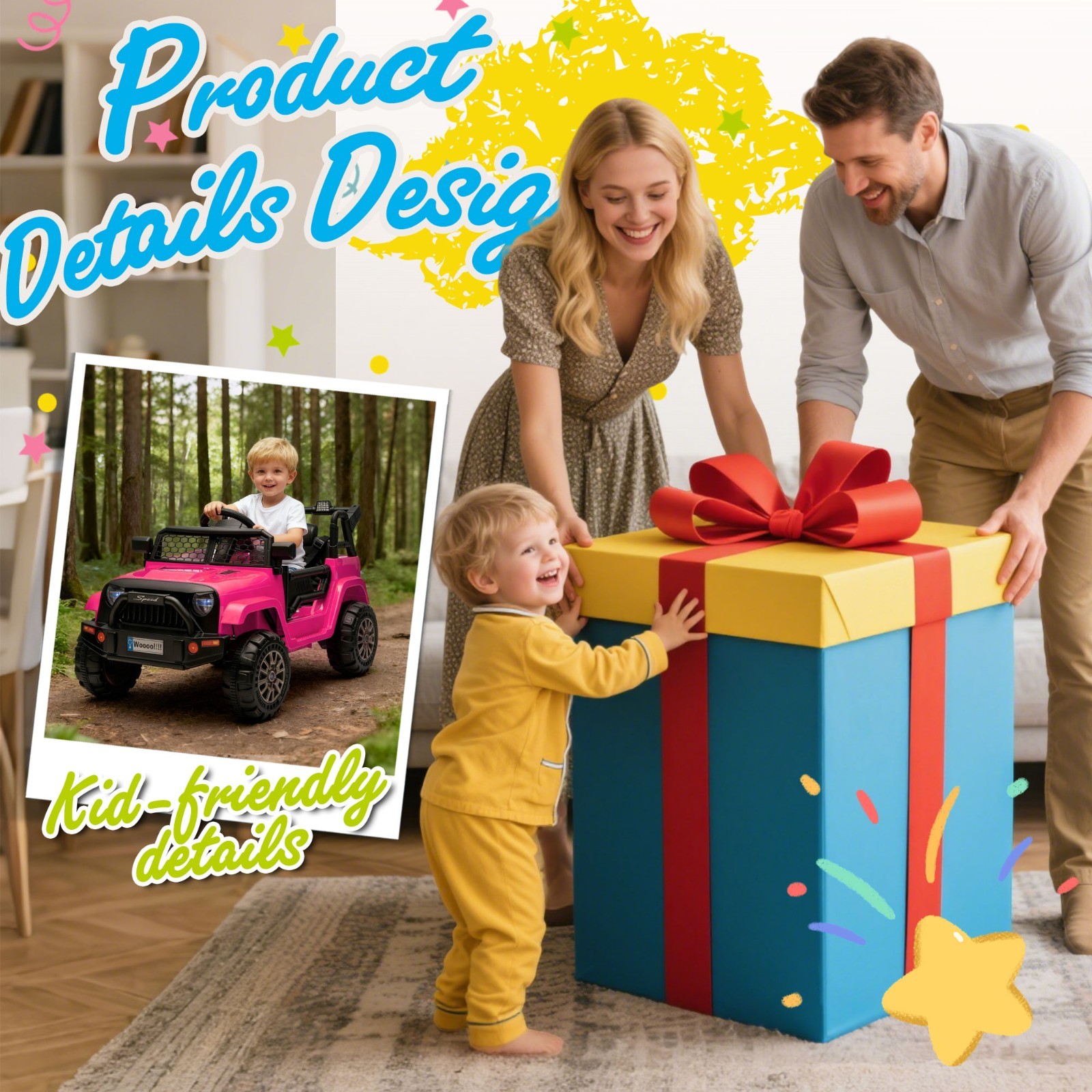 12V Kids Ride On Toys Truck w/Remote, Electric Toddler Ride on Car for Kids,Pink